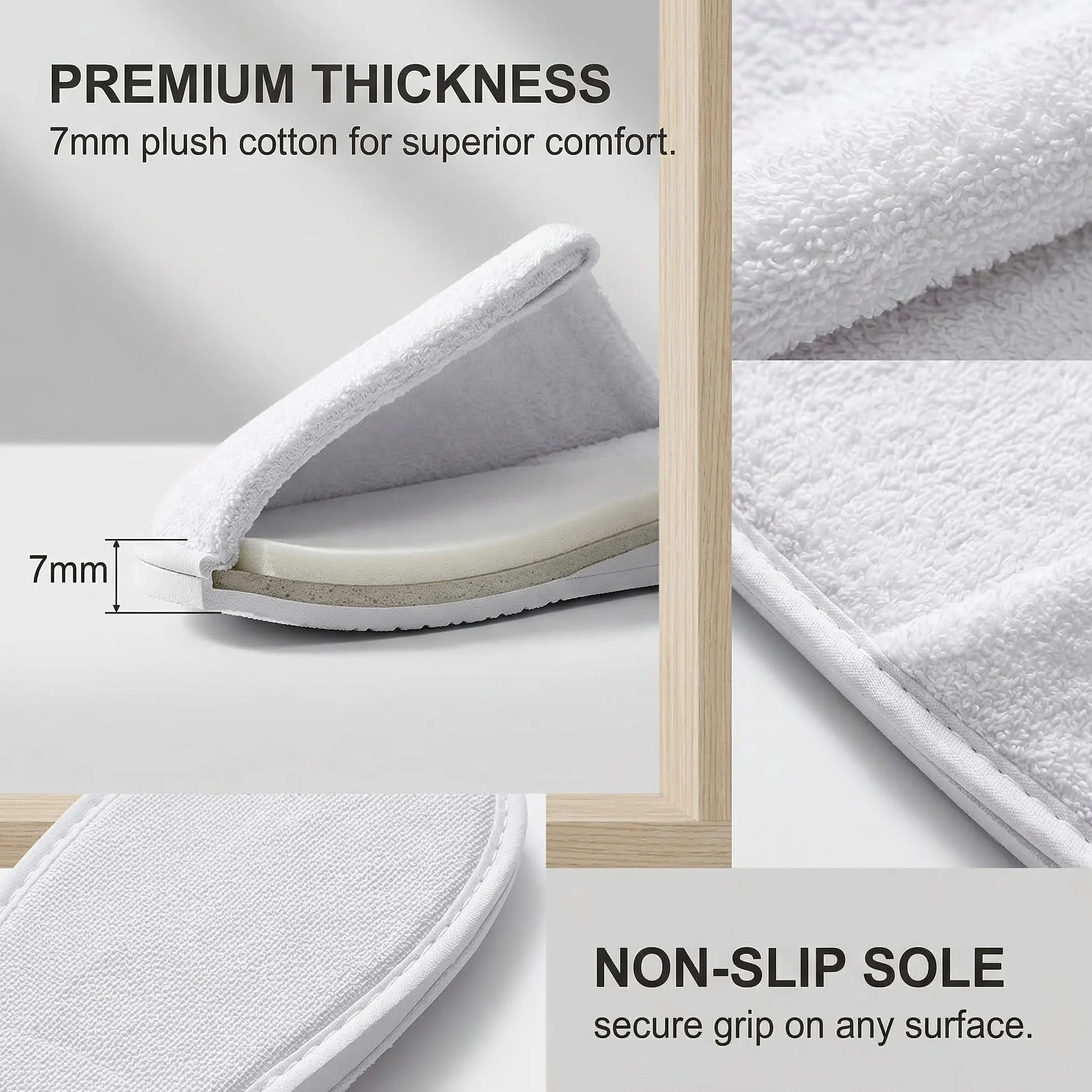 2 Paia Pantofole Monouso per Hotel Comode e Traspiranti per Ospiti SPA Famiglie Unisex (rinforzate)
