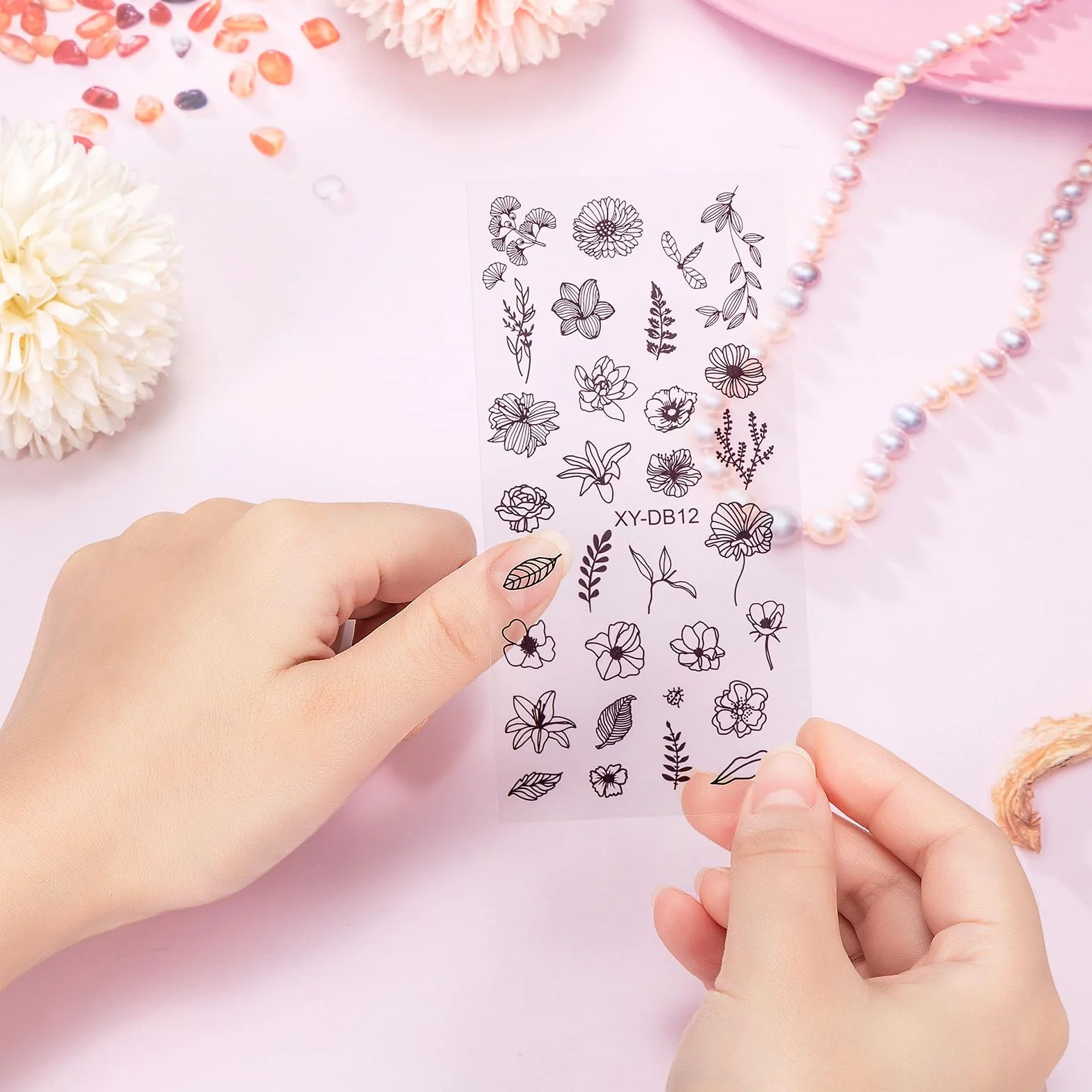 MWOOT 4 Pezzi Stamping Nail Art, Linee Fiore Foglie Luna Gatto Stencil Unghie Nail Art, Unghie Piastre French Manicure Nail Piastra, Unghie Timbro Scraper Piatti Templates per Decorazione Unghie