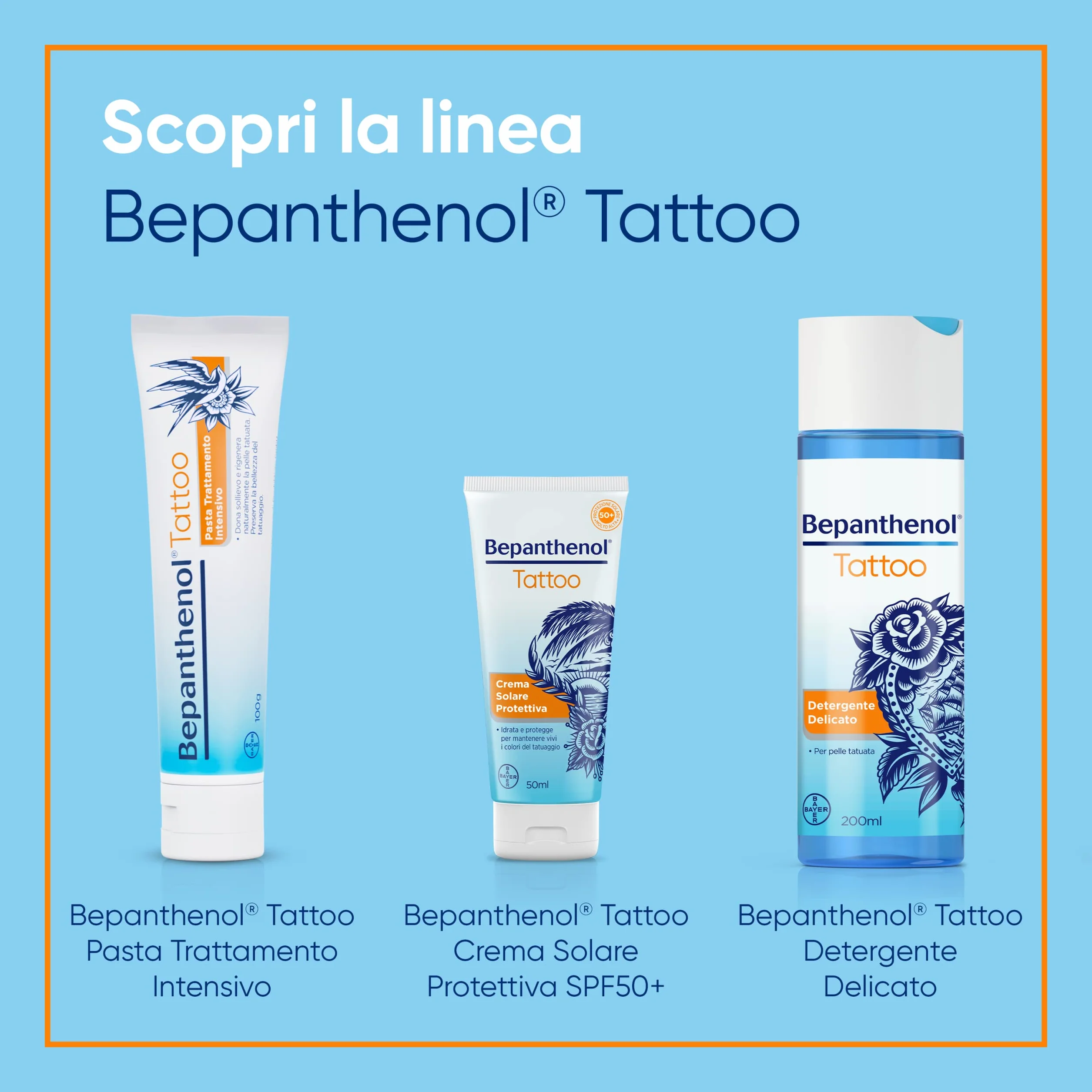 Bepanthenol Tattoo Detergente Delicato con Pantenolo per Aftercare Rivitalizzante Tatuaggio, Ideale per Detergere e Proteggere i Tatuaggi, Ravviva i Colori, Gel Senza Sapone 200 ml