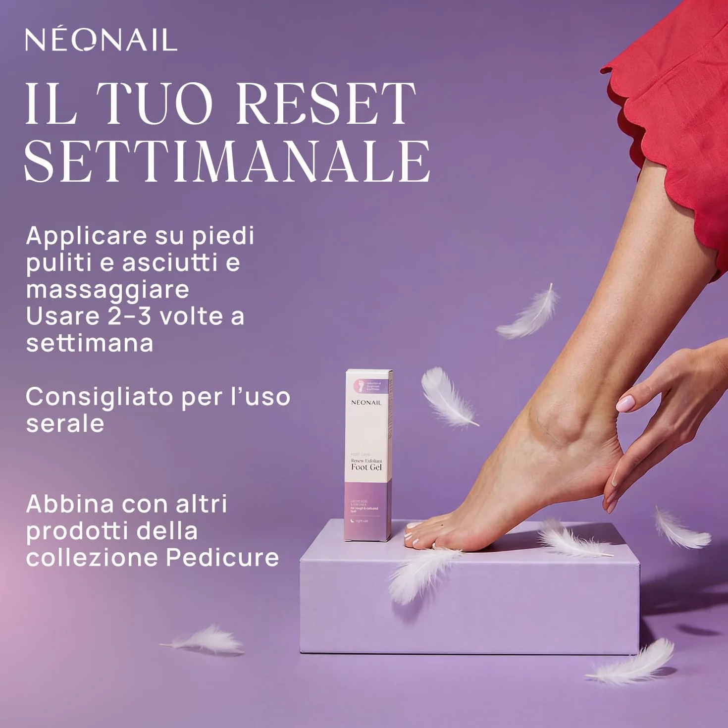 NÉONAIL Gel esfoliante piedi con urea 10% e acido lattico - Renew Exfoliant Foot Gel - gel cheratolitico per piedi secchi e screpolati - 50 ml
