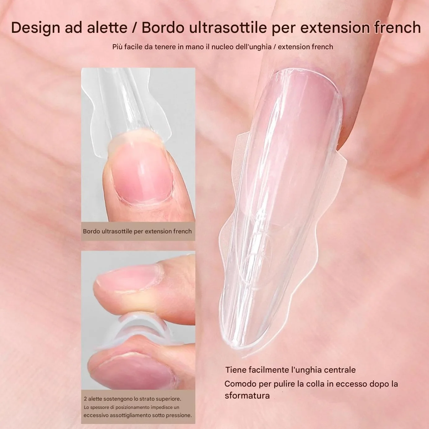 Forme Per Unghie In Plastica ABS – Allungamento Unghie, Tip In Gel Trasparenti A Copertura Totale | Set Di Punte Per Unghie Artificiali
