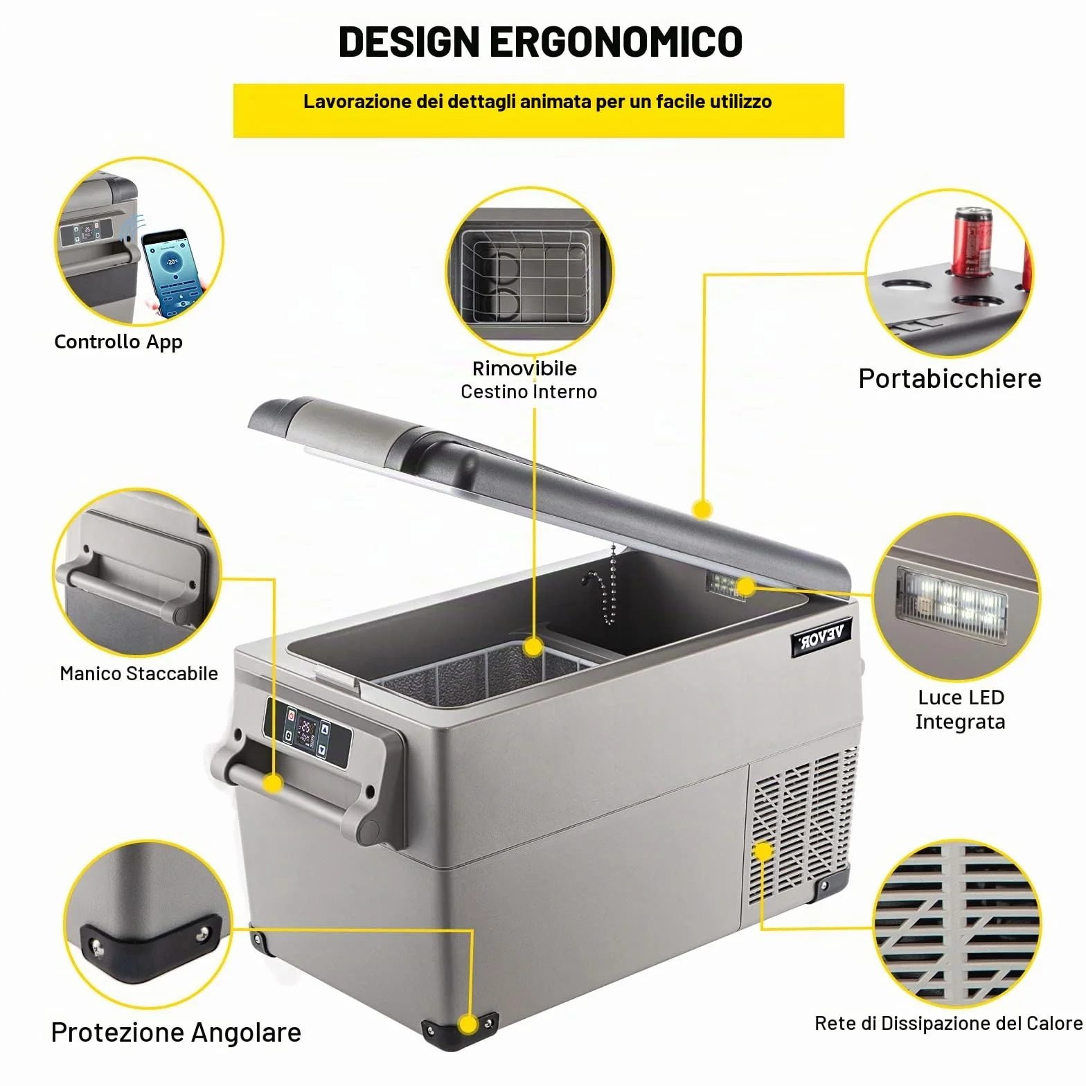 VEVOR Frigorifero Termoelettrico Portatile 35L, Frigorifero da Viaggio per Auto con LCD