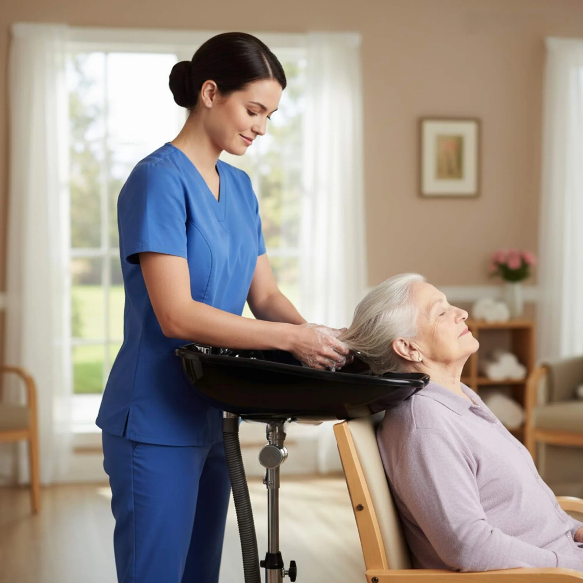 Altéax Lavatesta Portatile Per Parrucchieri Ovale con Doccetta per Lavandino Universale – Dal Design Ergonomico può Essere Utilizzato Come Lavatesta per Disabili - Lavatesta Parrucchiera Professionali