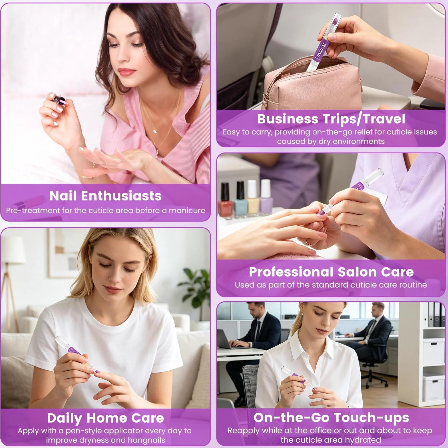 Set per la cura delle unghie 2 pezzi, penna per la cura delle unghie, rimuovi cuticole, penna per olio per cuticole 3 in 1, per riparare unghie screpolate e secche