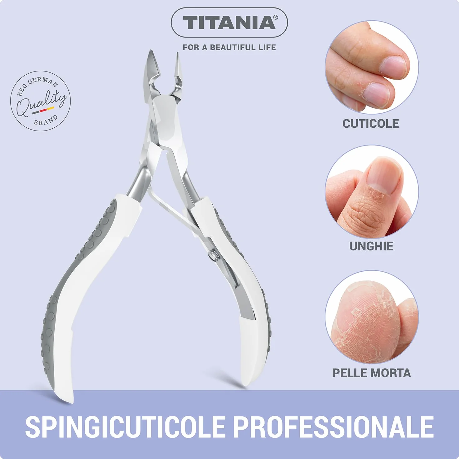 TITANIA Tagliacuticole acciaio inox professionale per manicure e pedicure