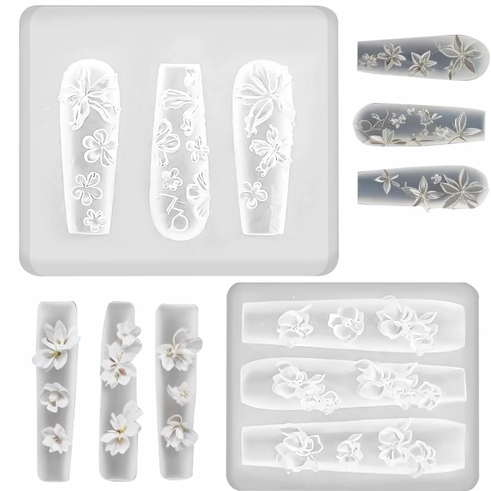 2 pezzi stampi in silicone per nail art a forma di fiore, simpatici stampi in silicone per nail art, strumenti per ciondoli, squisiti modelli di decorazioni per le donne, creazione di stampi per