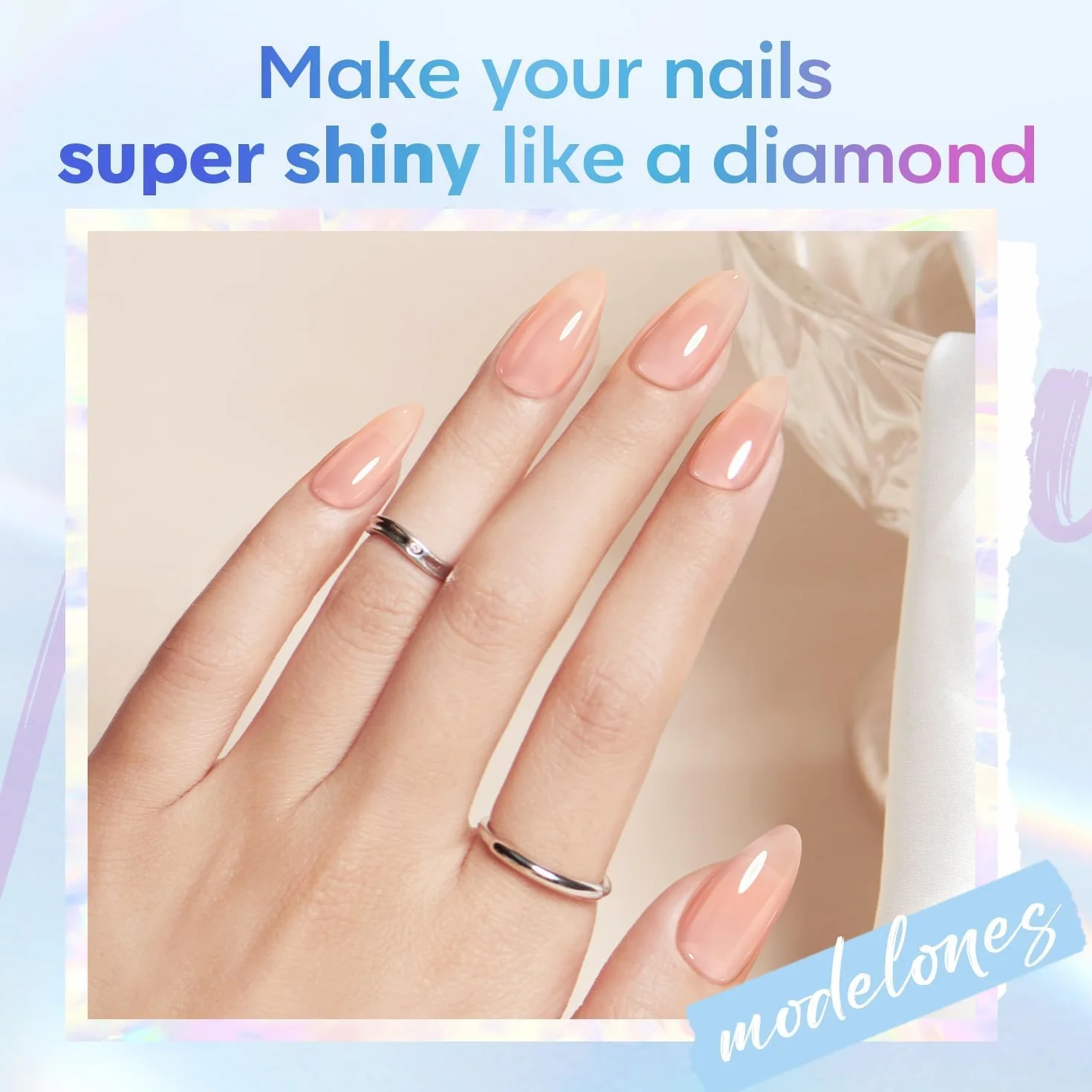 Modelones Base e Top Coat Semipermanente per Unghie 2 x 10ml Soak Off UV LED Manicure Kit