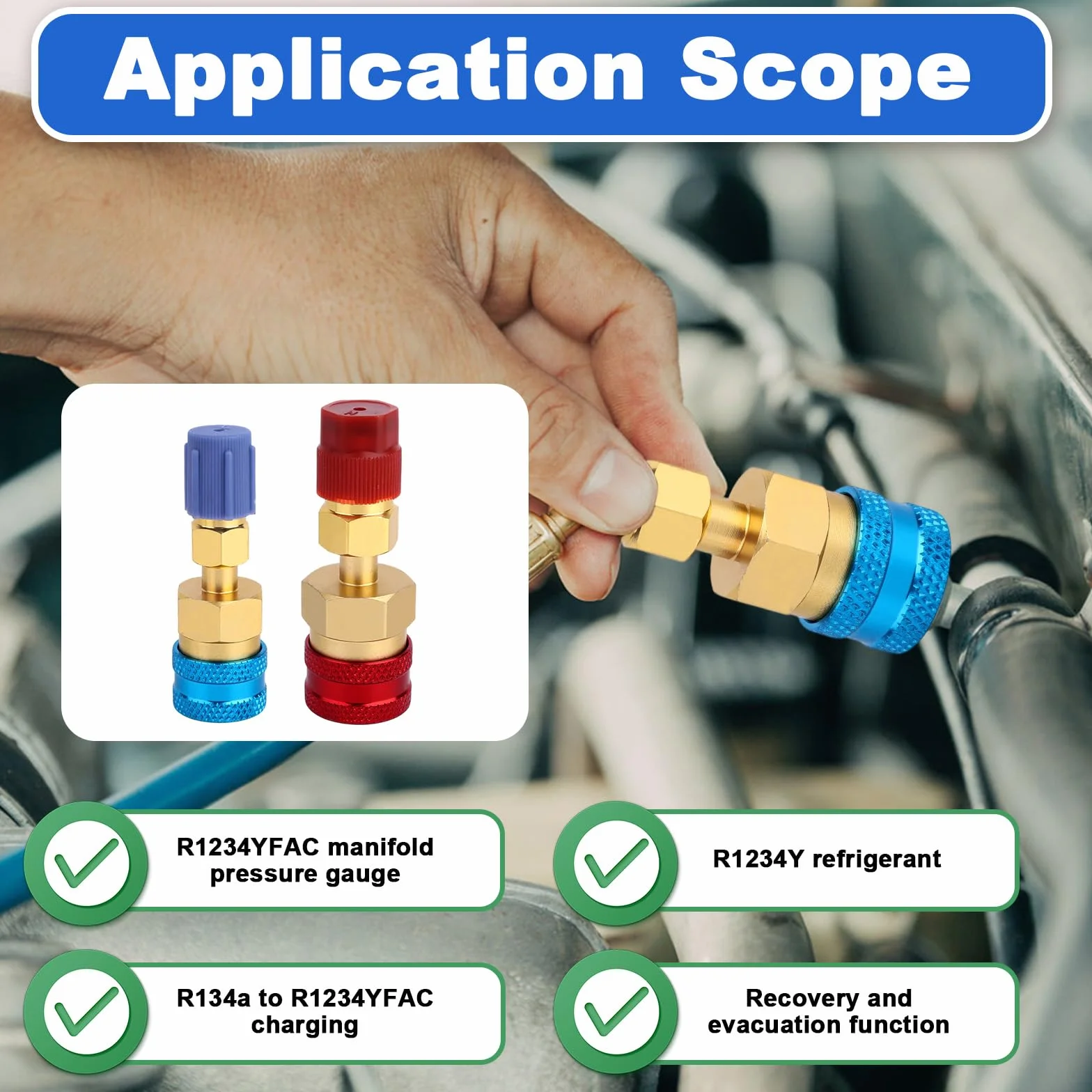 Kit Adattatore R1234yf R134a Conversione Plug And Play Alta/Bassa per Ricarica Svuotamento Refrigerante AC