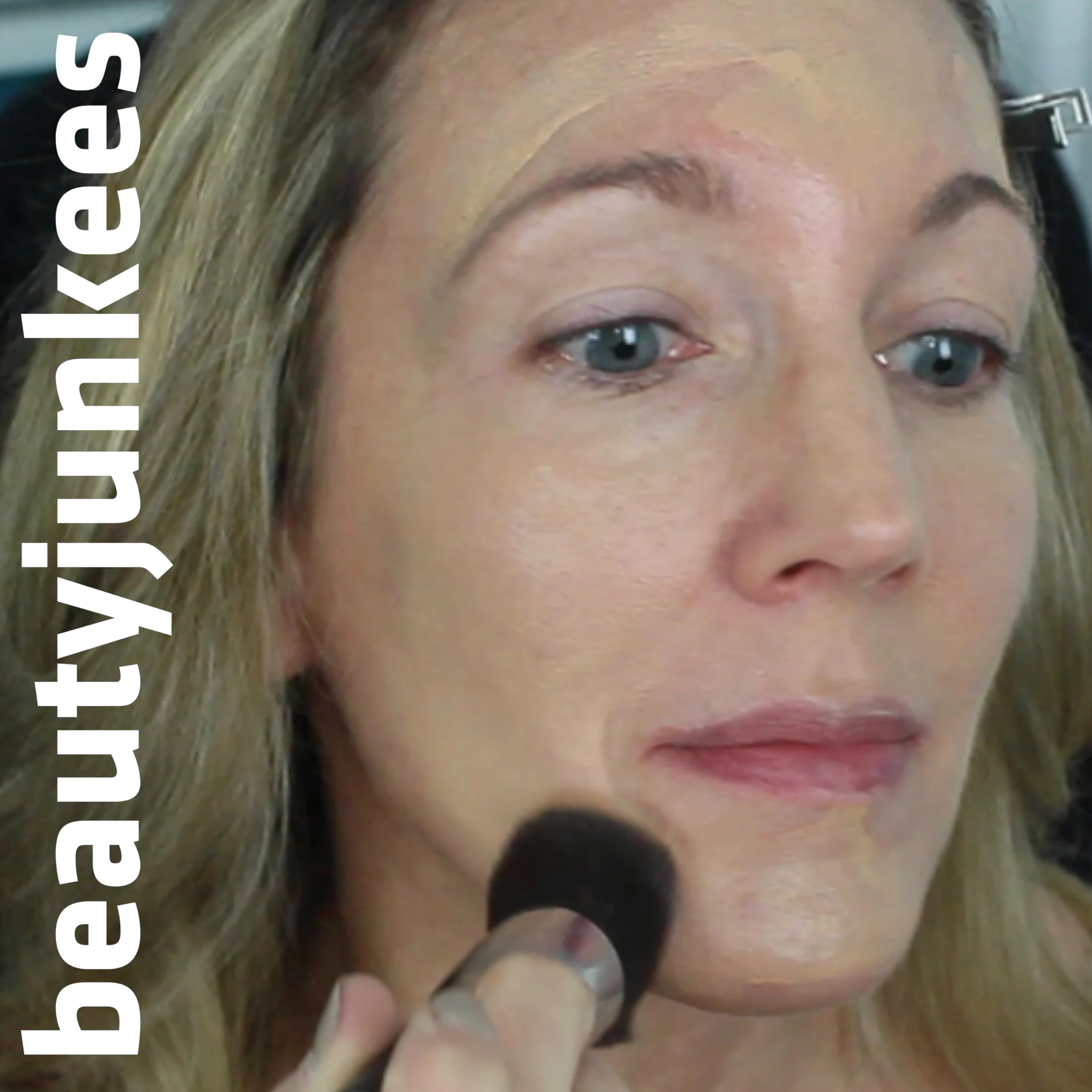 Pennello piatto Kabuki per fondotinta, pennelli Beauty Junkees grandi e densi per il trucco del viso per liquidi, creme, cipria, lucidatura, miscelazione, applicatore per punteggiatura, brocha per