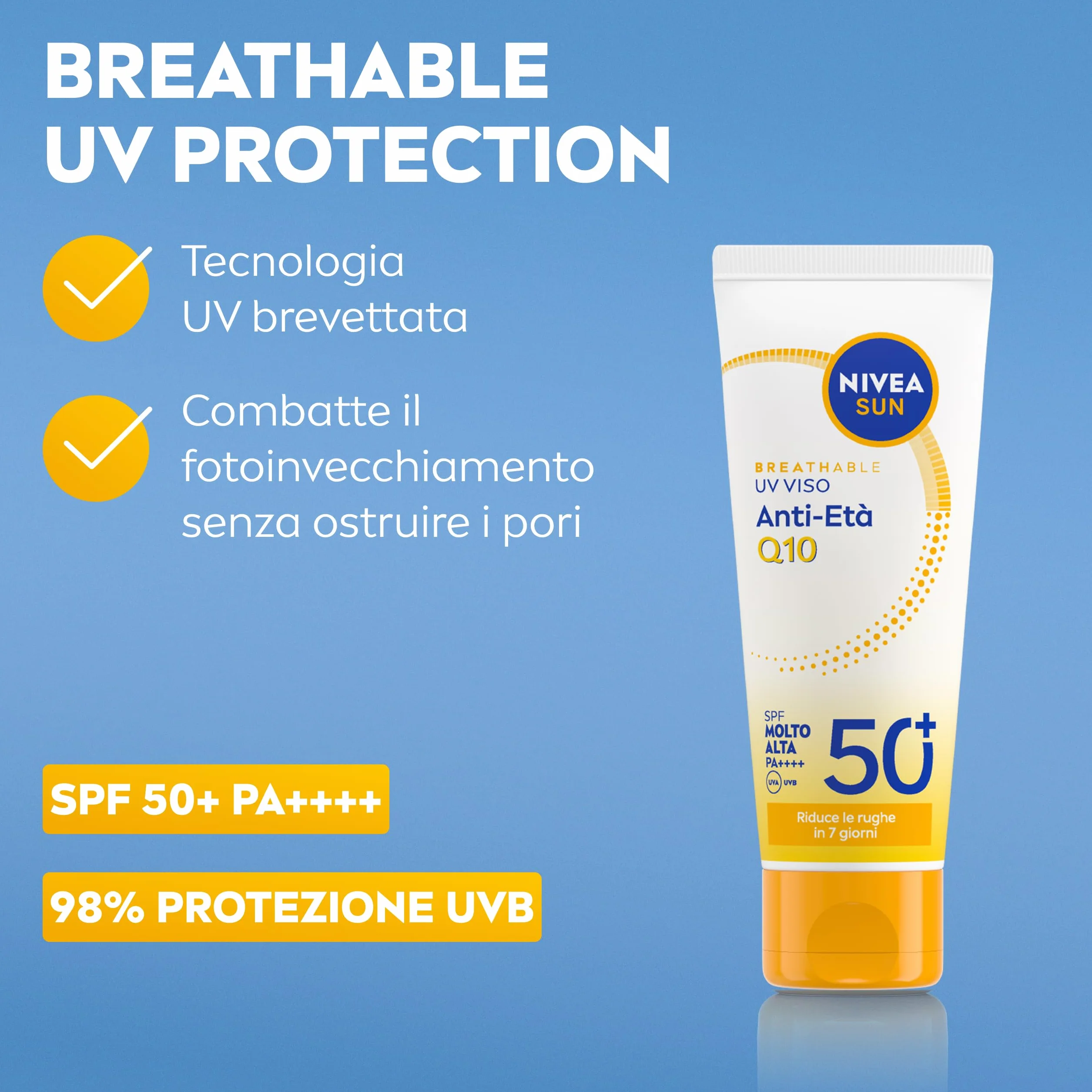 NIVEA SUN Anti-Age Q10 SPF 50+ 40 ml Crema Solare Viso Antirughe