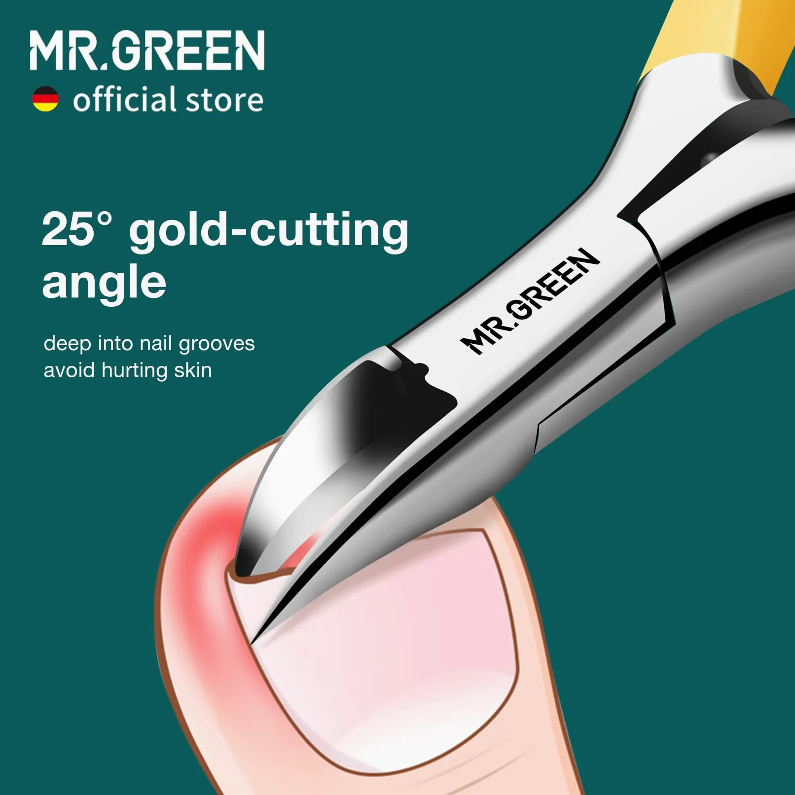 MR.GREEN Tagliaunghie in acciaio inox per unghie incarnite spesse e dure, strumenti per manicure (arancione+rimozione unghie)