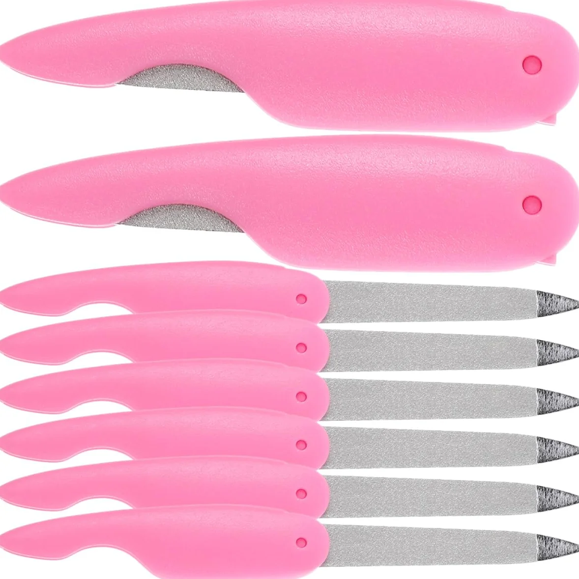 KICHOUSE Lima per Unghie Professionale Pieghevole 8 Pezzi Doppia Faccia in Metallo, Buffer per Manicure e Pedicure Portatile, Strisce di Lima Sfusa per Cura Mani e Piedi
