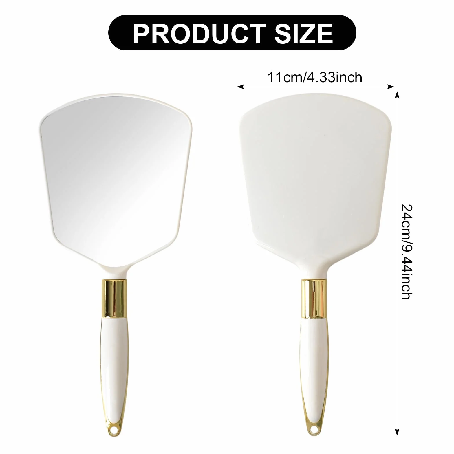Beauty Specchio Ovale, Specchio Portatile con Manico, Specchios Portatile con Manico dal Design Ergonomico, Ingrandimento Specchios Cosmetico, Make Up per Cura Viso e Capelli
