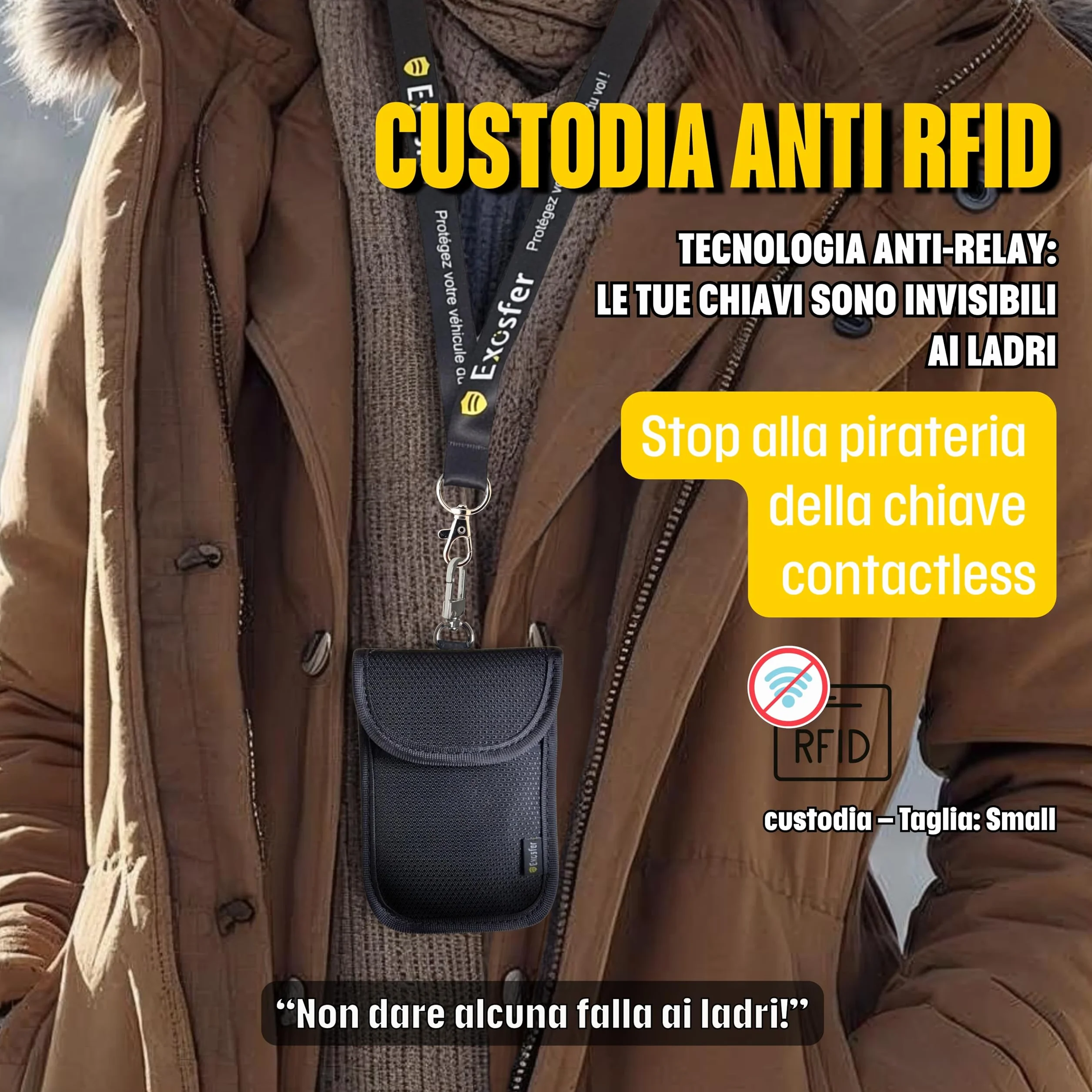 Custodia Schermata Chiave Keyless Ripstop Medium Gabbia Faraday Antifurto Auto Blocco Segnale RFID