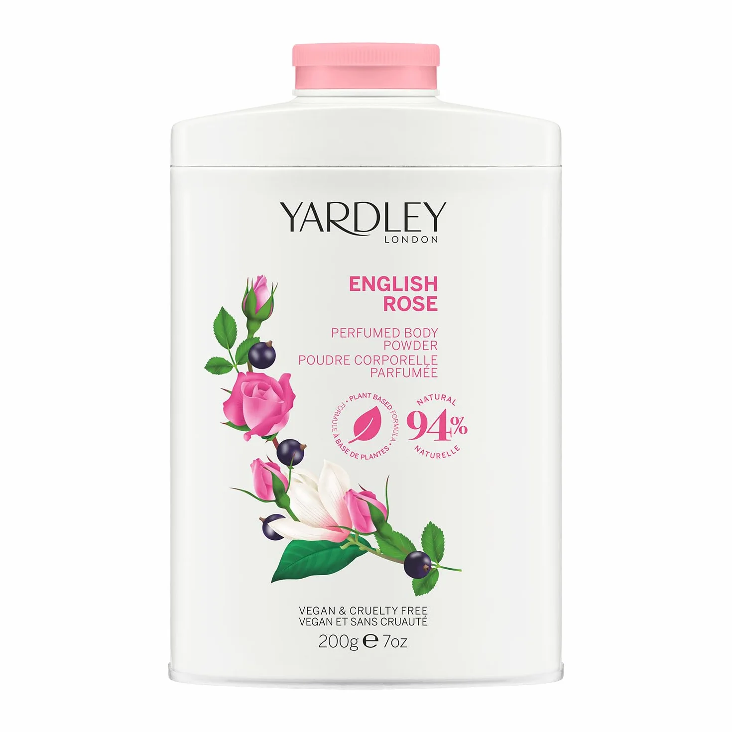 Yardley London Polvere per il Corpo Profumata alla Rosa Inglese, Talco per Donne per Aiutare con il Controllo Degli Odori e Sfregamenti, Polvere per Spolverare alla Rosa Inglese 200g