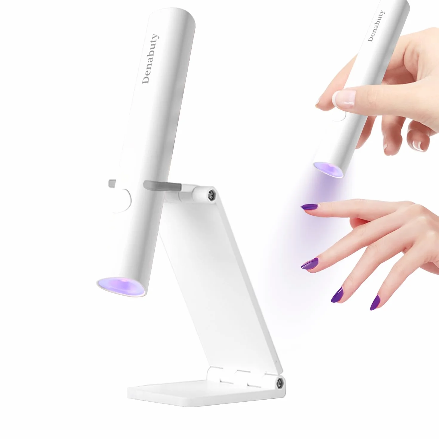 Denabuty Mini Lampada UV LED Unghie Senza Fili 3W USB Ricaricabile Portatile Penna Asciuga Unghie Gel Bianco