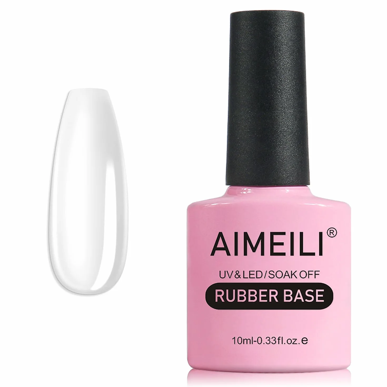 AIMEILI Clear Rubber Base Gel, Semipermanente Smalto per Unghie Elastic UV/LED Soak Off Nail Polish, 10ml