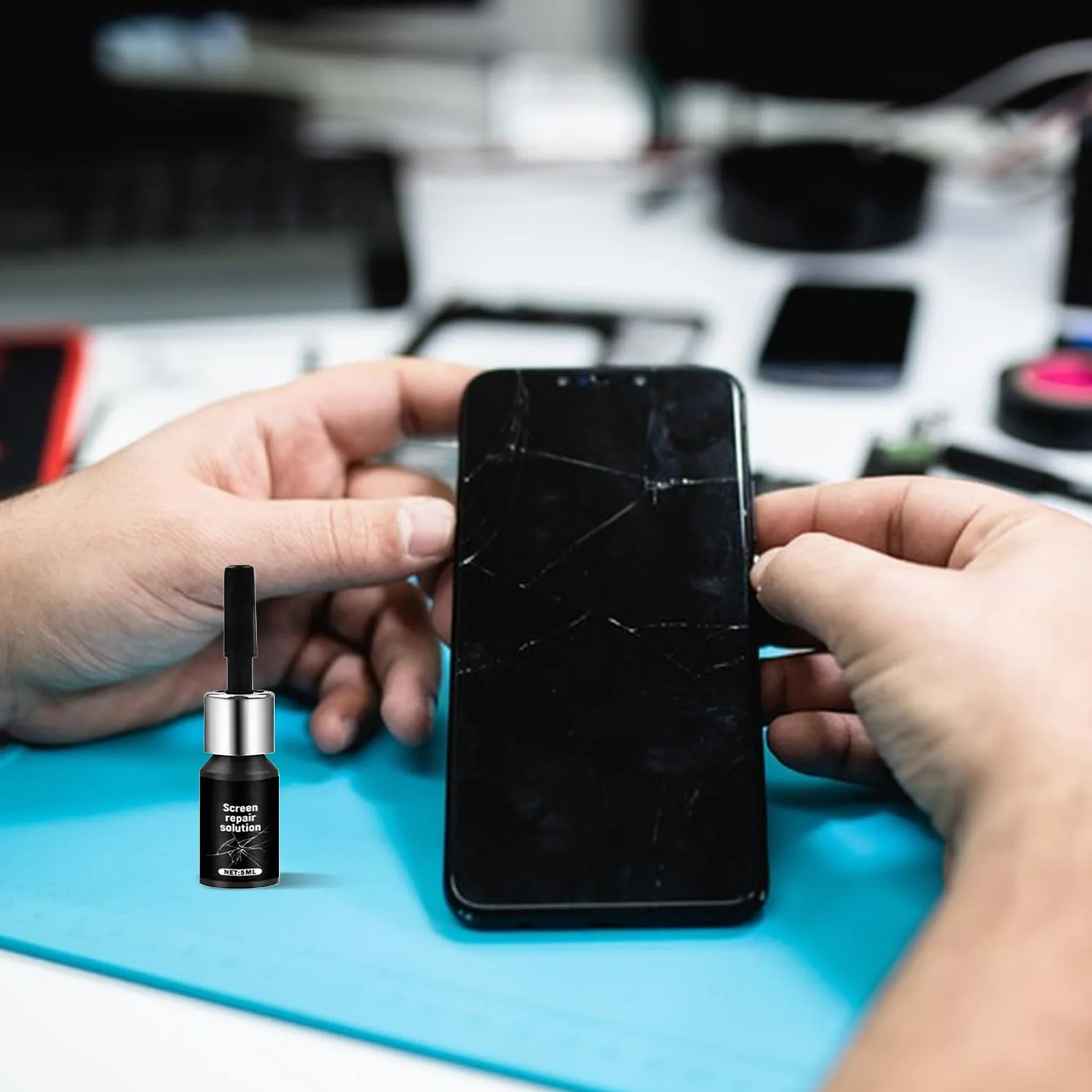 Liquido Riparazione Schermo Smartphone 5ml - Soluzione Universale Rapida per Crepe Parabrezza Auto, Vetri Casa, Specchi