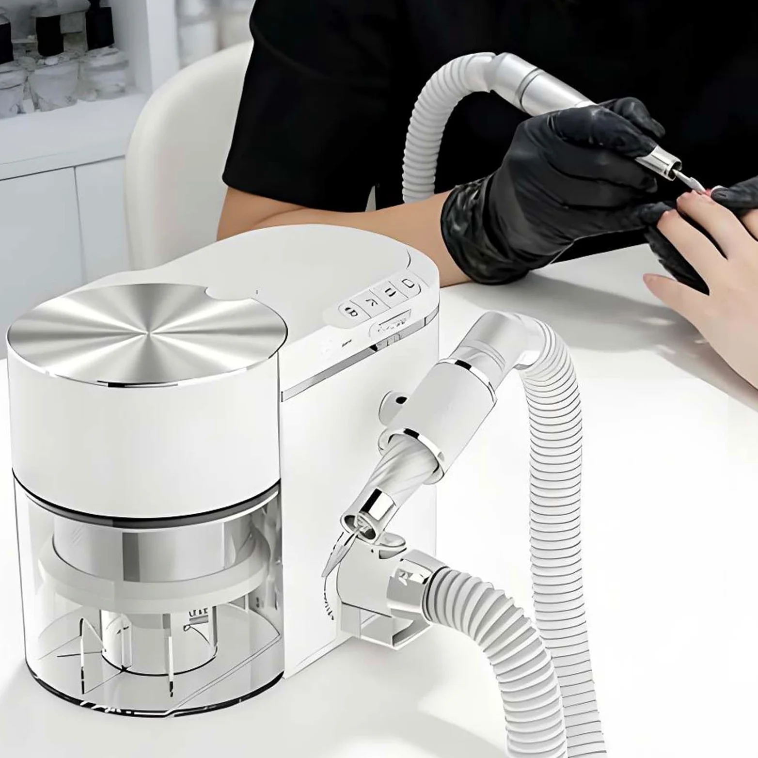 Lucidatrice Unghie Alta Velocità Con Aspirapolvere,Filtro Efficace | Kit Completo Manicure Pedicure Con Trapano Brushless E Aspiratore,Base Stabile E Filtri Ricambio Inclusi,Adatto Principianti