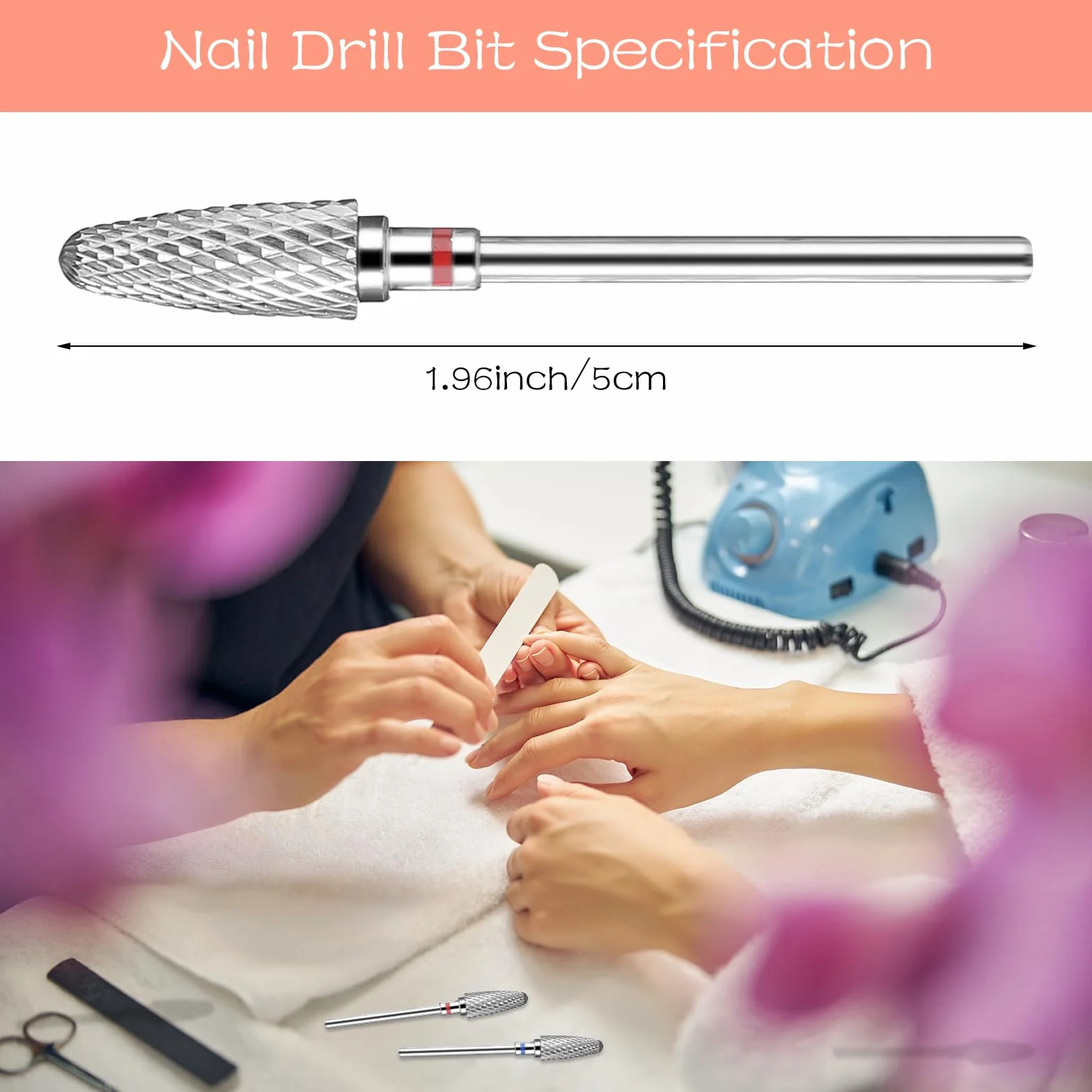 Gjinxi 2 punte per fresa per unghie in acciaio al tungsteno 3/32" lima per unghie gel acrilico manicure pedicure