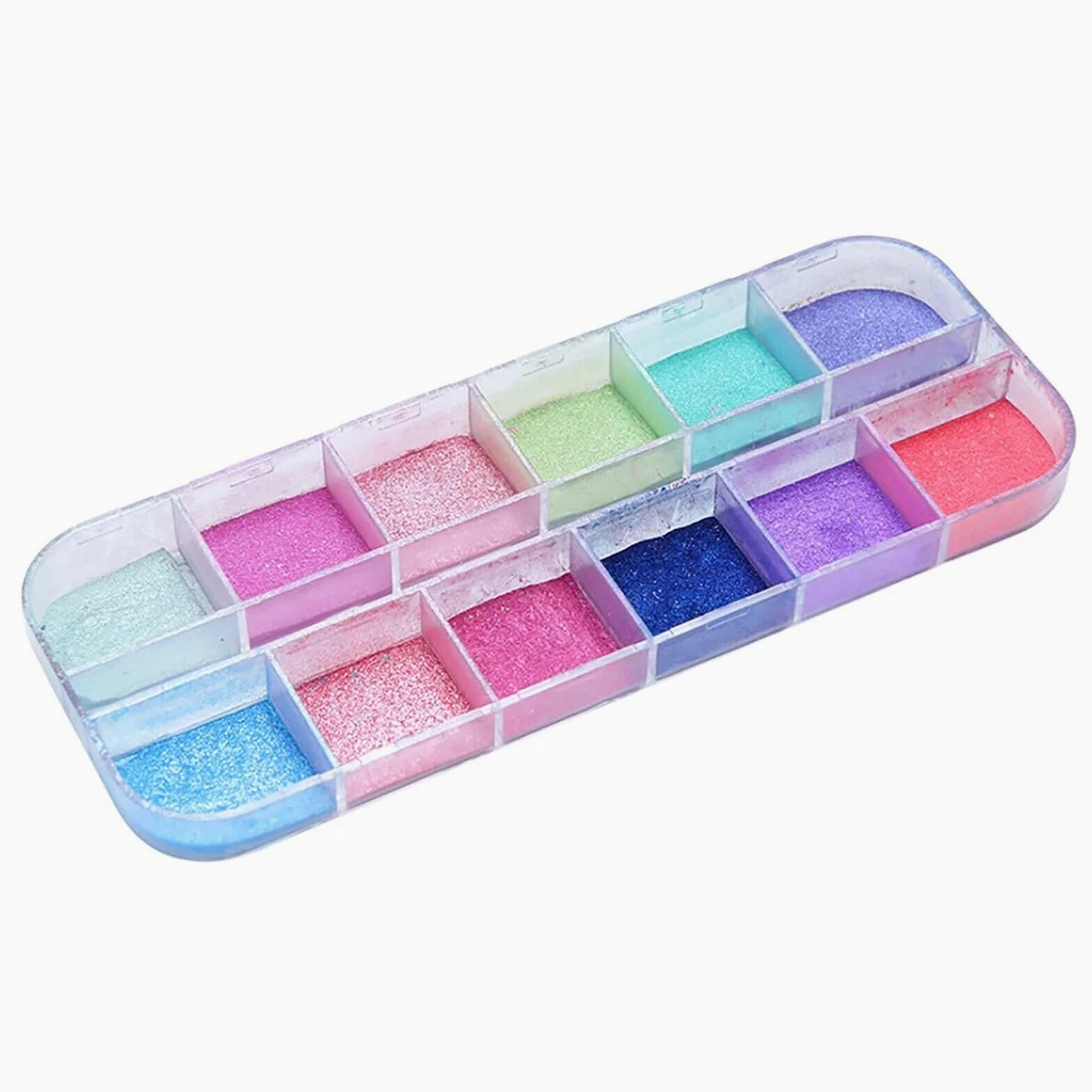 Polvere cromata unghie 12 Griglie Aurora Sirena Perla Shimmer Specchio effetto cromato Polvere for unghie per Manicure
