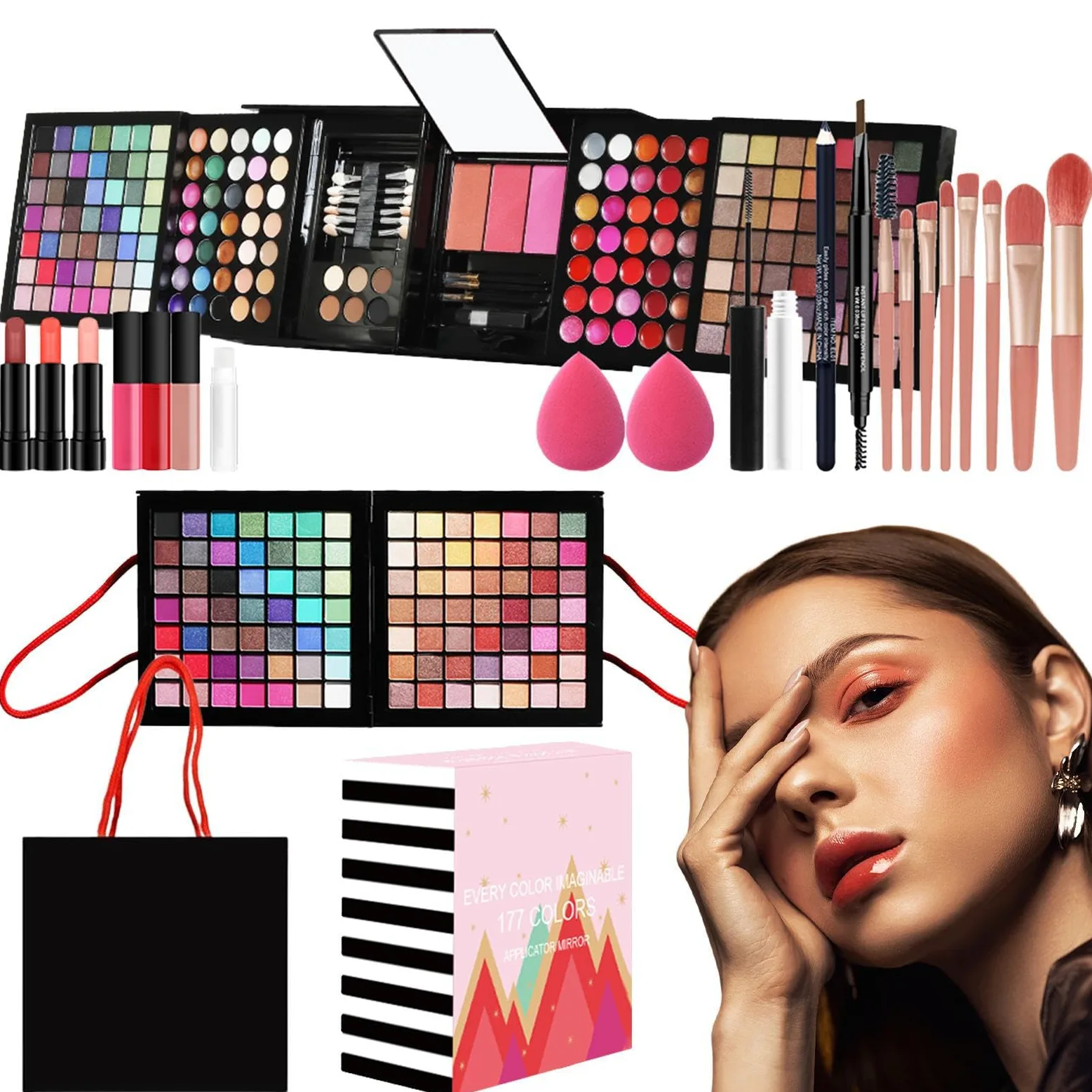 Kit trucco completo, set trucco per donna Kit completo | per il tutto in 1 | Set di cosmetici per principianti e professionisti, include cosmetici e strumenti per il
