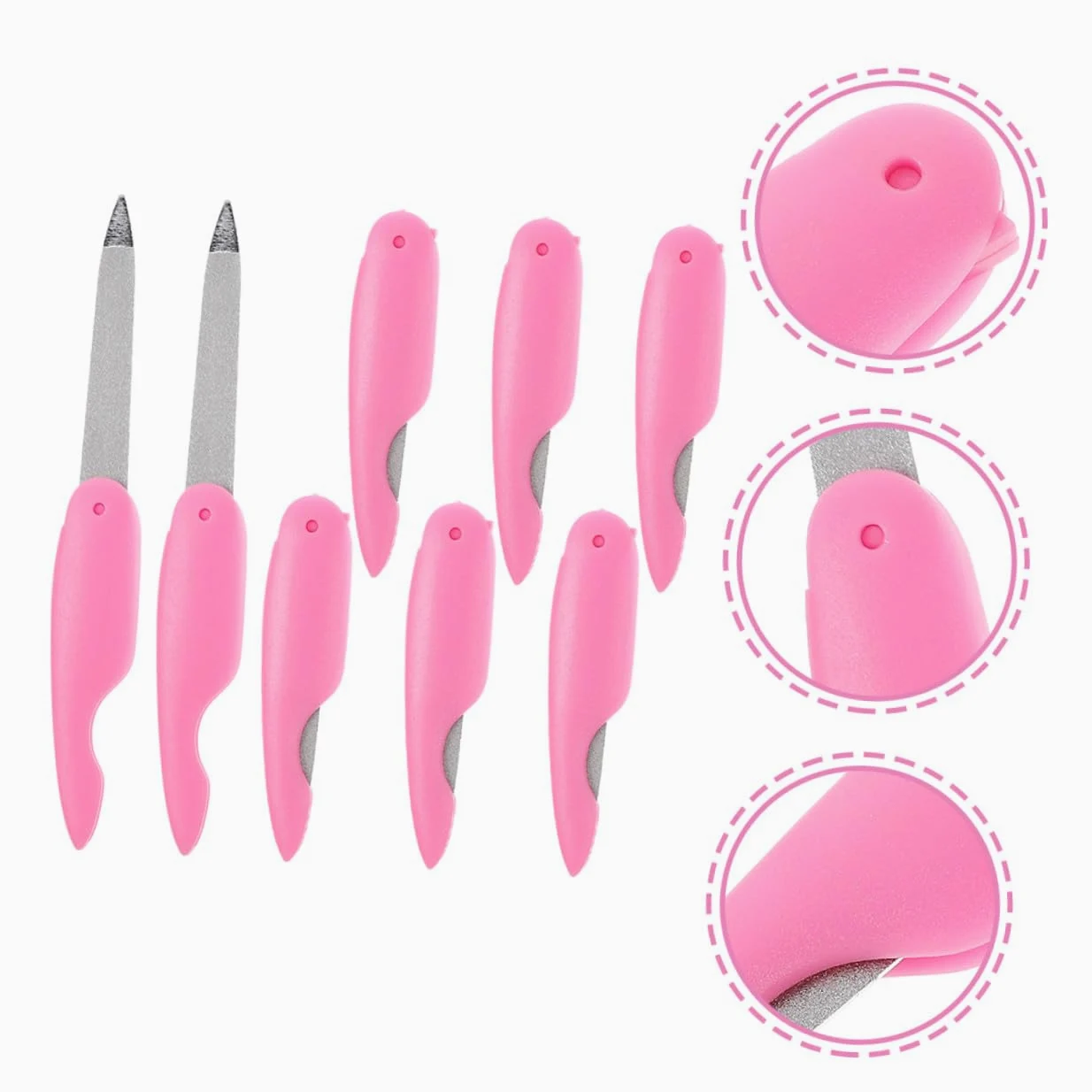 Healvian Set 8 Pezzi Lime per Unghie Portatile in Abs e Metallo Design Elegante per Uso Domestico e Salone, Strumenti per Modellare e Lucidare le Unghie