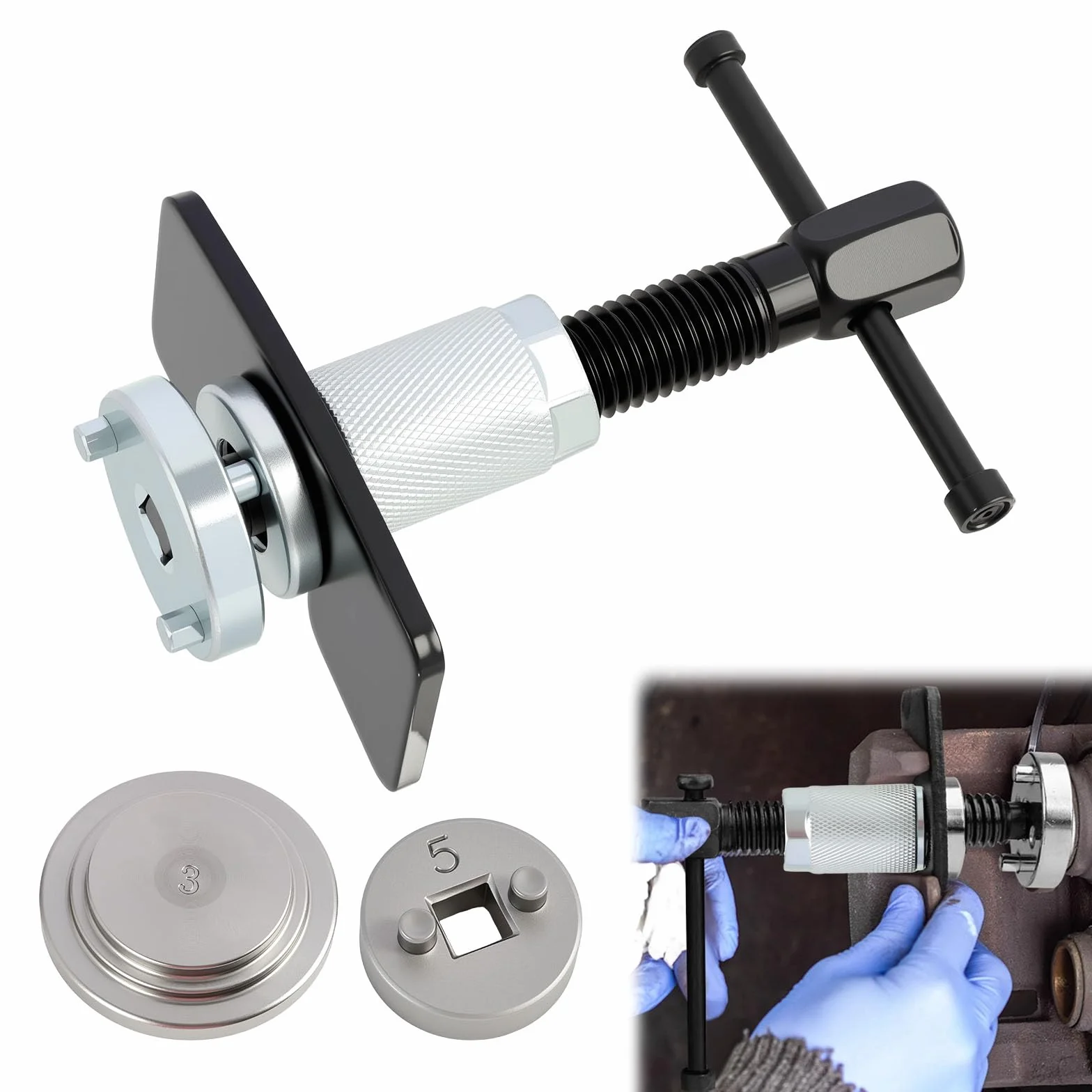 3 PCS Set di Strumenti per il Ripristino del Pistone del Freno, Kit di Arretramento del Caliper in Acciaio al Vanadio, pinza pneumatica a pistone del freno, Utensile per Cambi di Freno per Auto e Moto