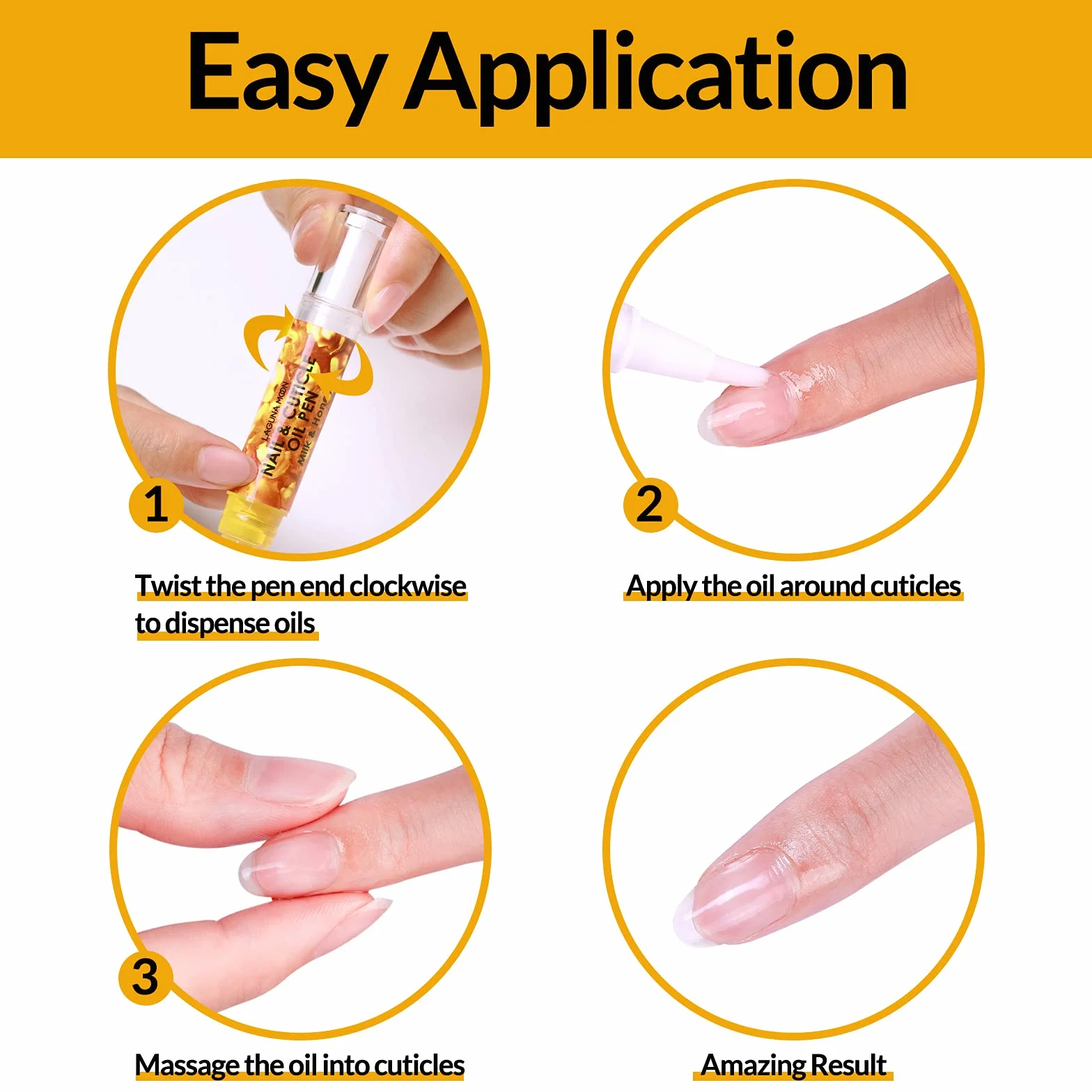 Lagunamoon - Penna a olio per cuticole per la cura delle unghie, 5 ml, con ingredienti naturali per idratare e nutrire unghie, per prevenire screpolature delle unghie, nocciole, latte e miele