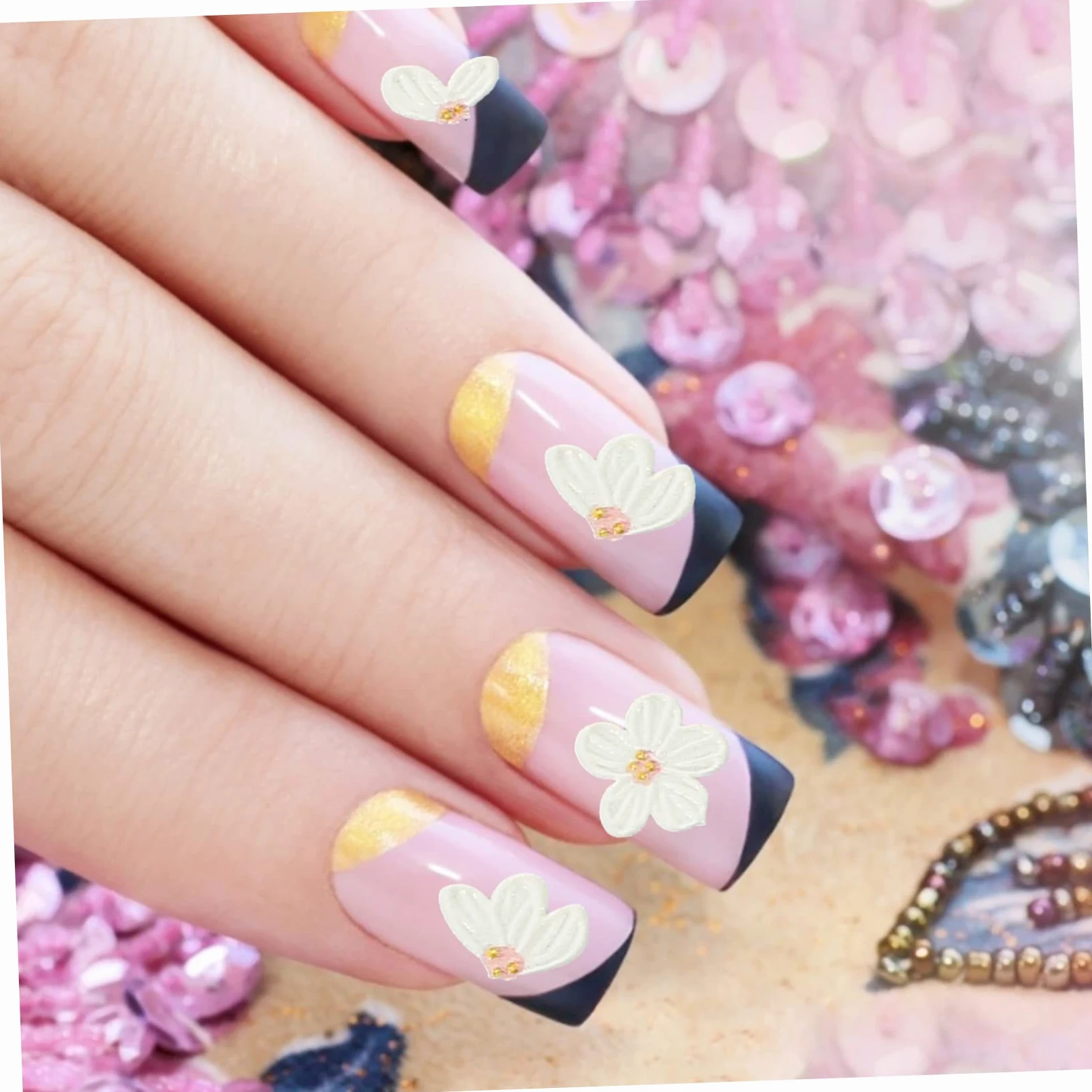 VALICLUD 5 Set Ornamento Per Unghie Gel Nail Stickers Gel Nails Stickers Decalcomanie Per Le Nail Art Uv Adesivi Per Unghie Per Le Nail Art Decalcomanie Per Unghie Resina 3 Fogli*5