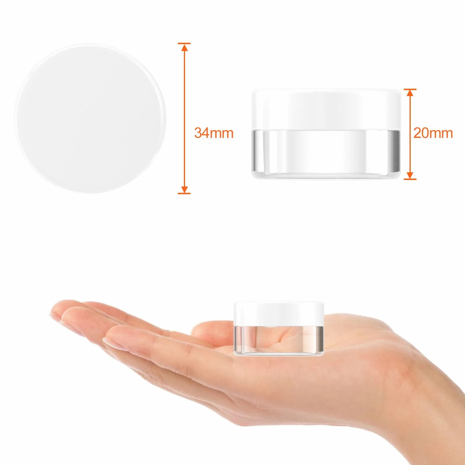 Newaner 30 Pezzi Barattolo Cosmetici, 10g10ml Mini Vasetto Trasparente con Tappo a vite Vasetti Plastica, lattina vuota con adesivi, Ideale per trasportare trucco, creme, mini candele(Bianco)