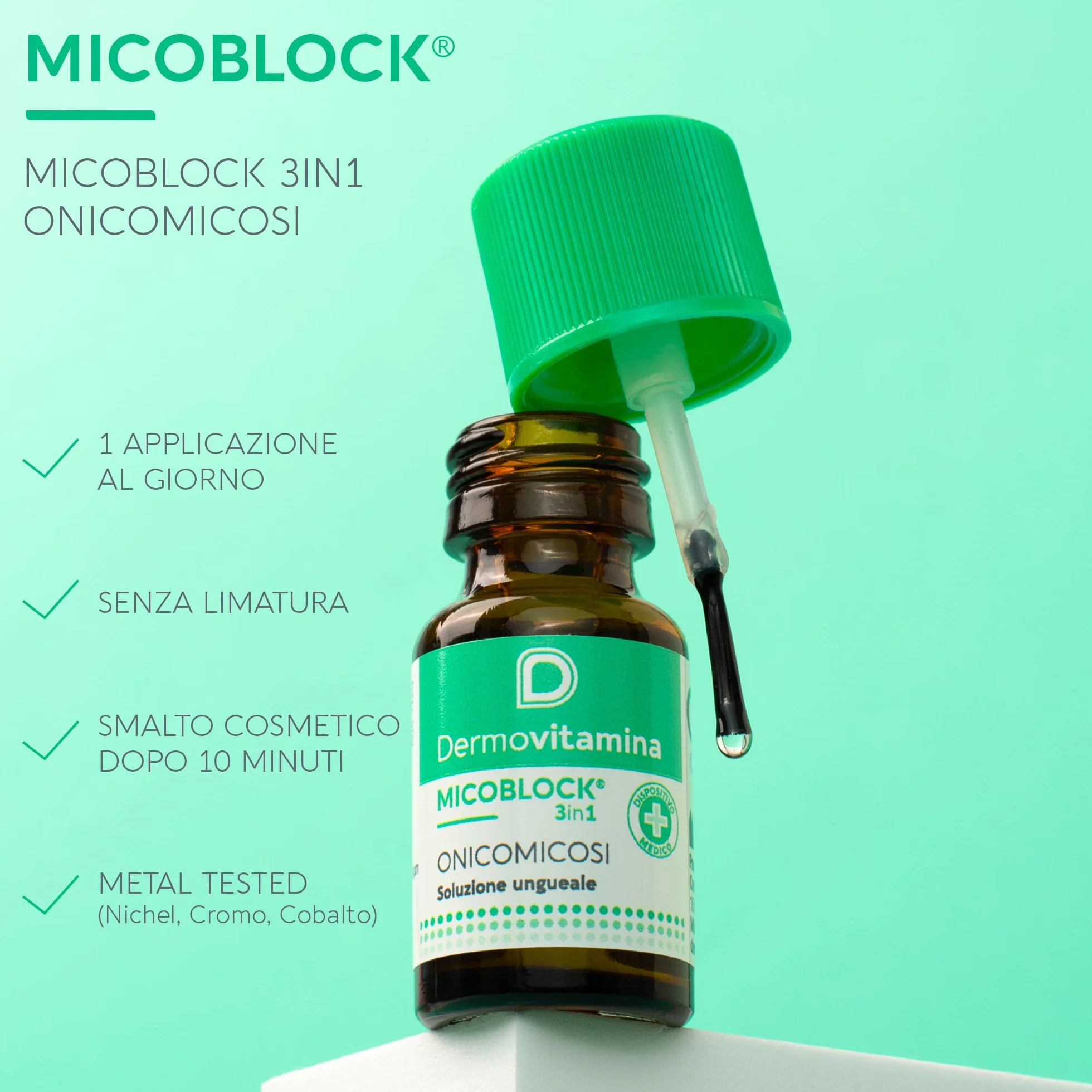 Dermovitamina Micoblock 3in1 Onicomicosi Soluzione Ungueale Micosi Smalto Curativo Nude 7 ml + 5 ml