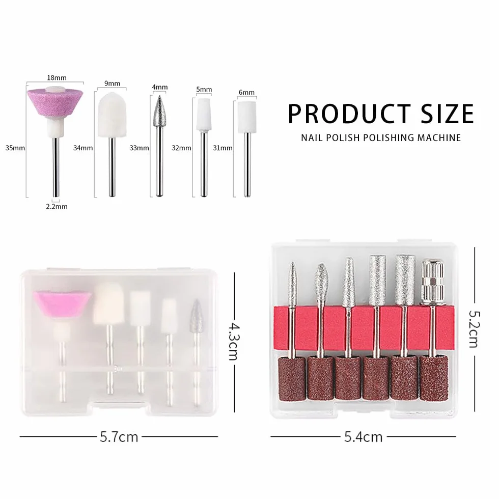 Punte per fresa per unghie, corindone, professionali per manicure e pedicure