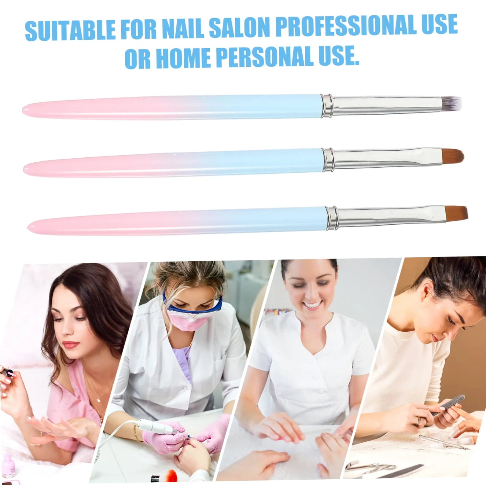 Beavorty 4 Set Di Pennelli Per Nail Art Strumenti Per Nail Art Pennelli Per Manicure Per Nail Art Design Salone Uso Personale 3 Pezzi*4