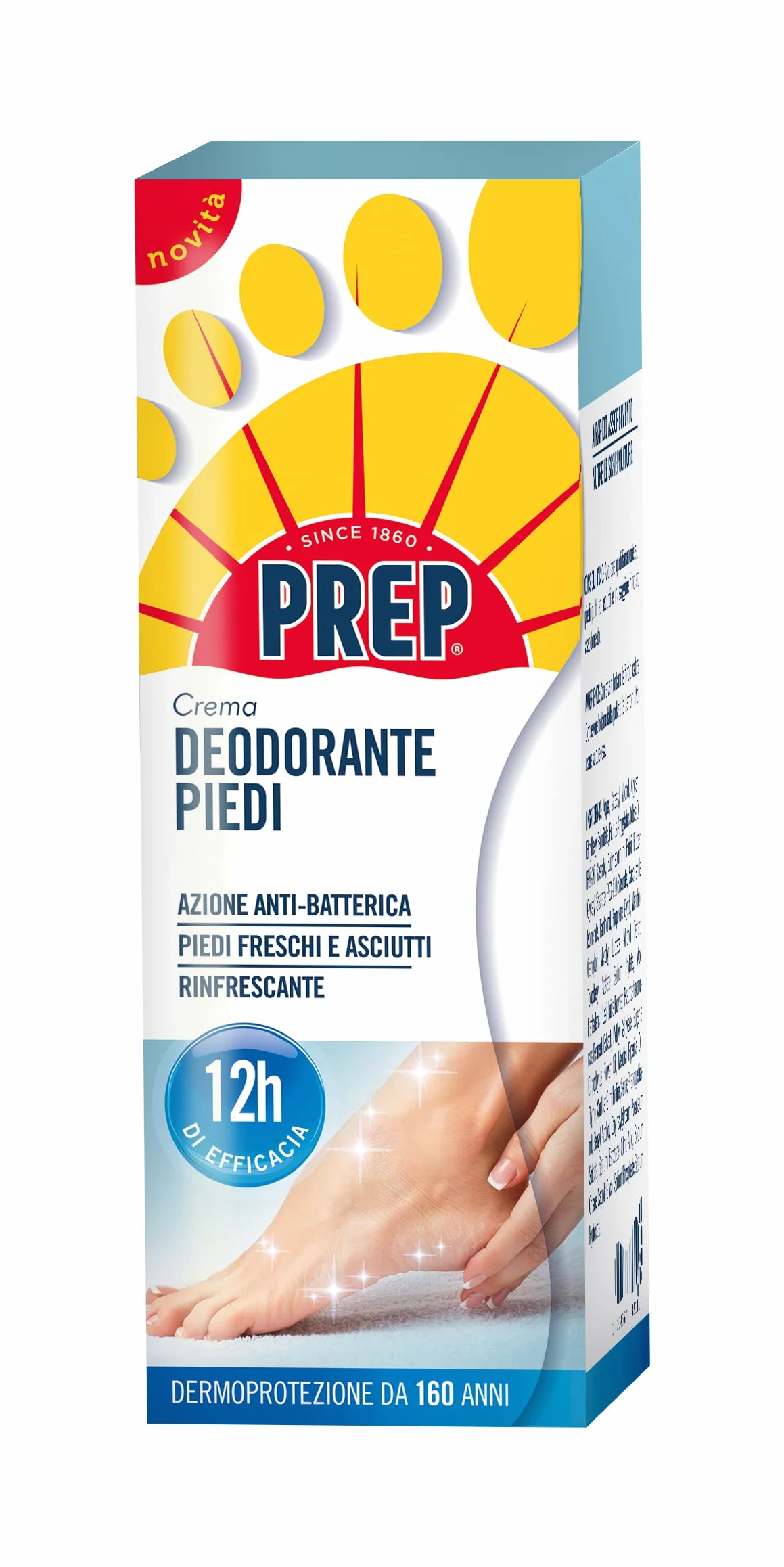 Crema Deodorante Piedi Antiodore 75 ml con Talco, Olio di Crusca di Riso, Mentolo e Aloe Biologico