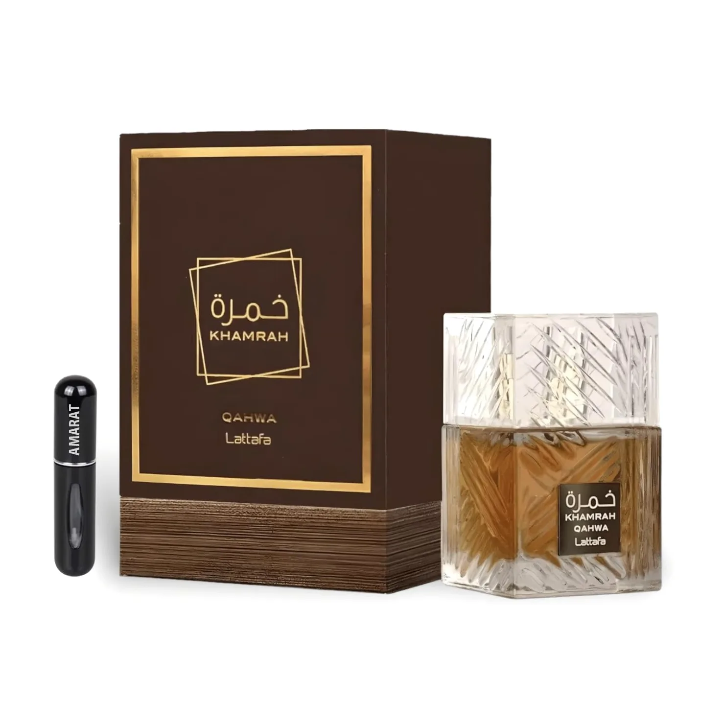 Profumo Khamrah Qahwa originale 100 ml, Eau da Perfum Unisex importato da Dubai con aromi piacevoli di lunga durata, include atomizzatore ricaricabile 5 ml, fragranza duratura (Qahwa)