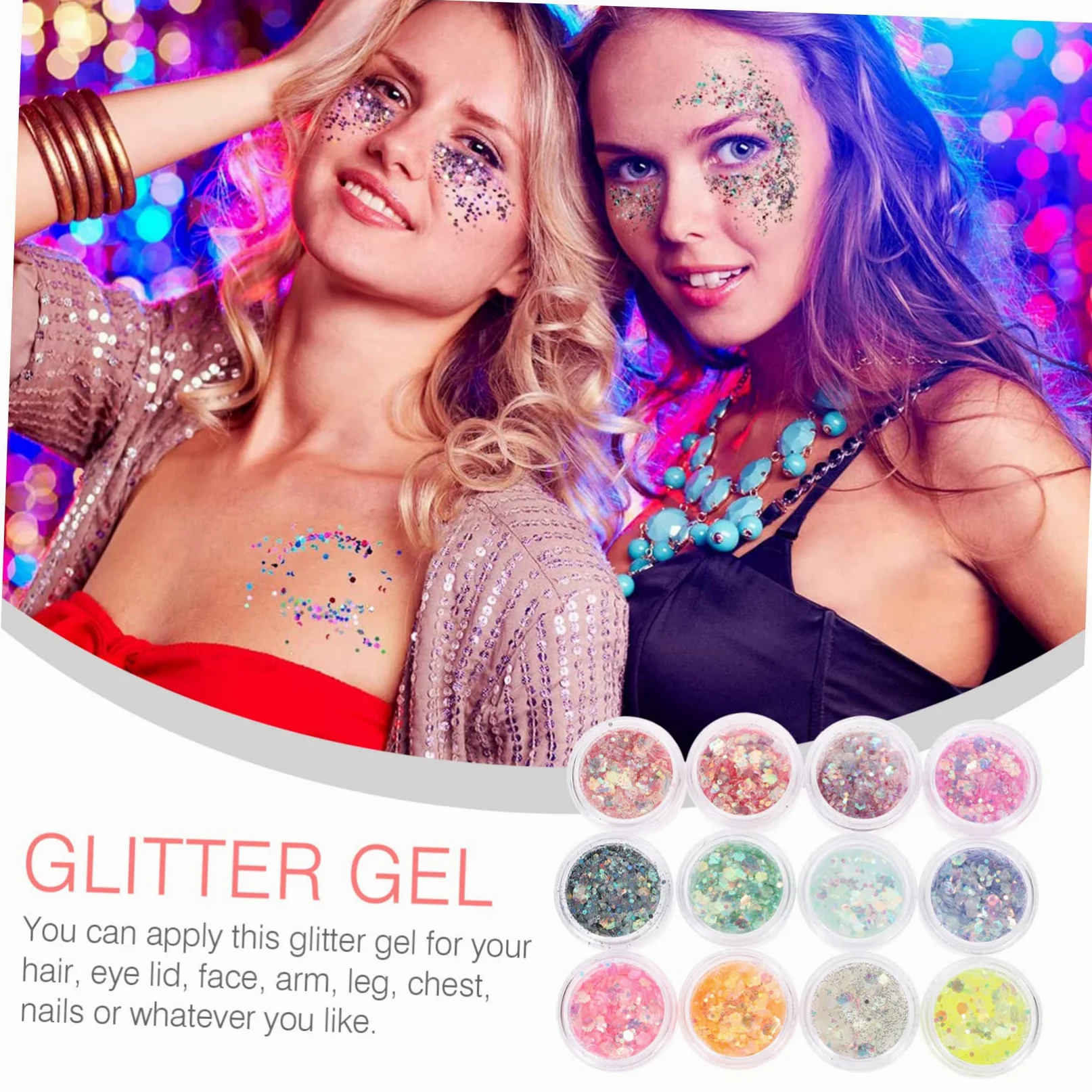 Baluue 2 Set Scintillio Ombretto in Crema Glitterata Spray Glitterato Per Accessori Make up Ombretto Glitter Gel Cosmetico Glitterato Glitter Liquido Per Il Corpo 12 Scatole*2