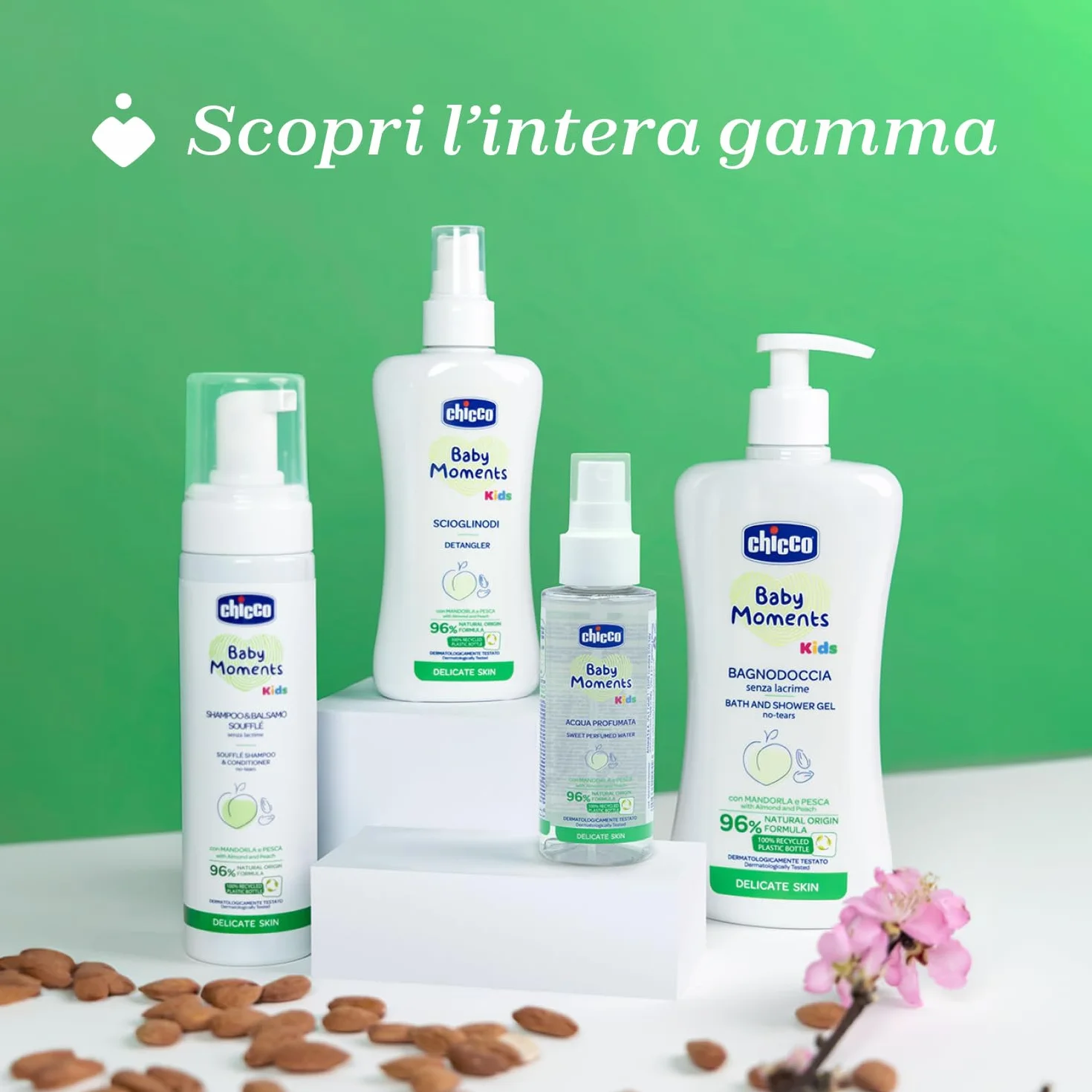 Chicco Baby Moments Acqua Profumata Delicata con Estratti di Mandorla e Pesca, 0 Mesi+, 100 ml