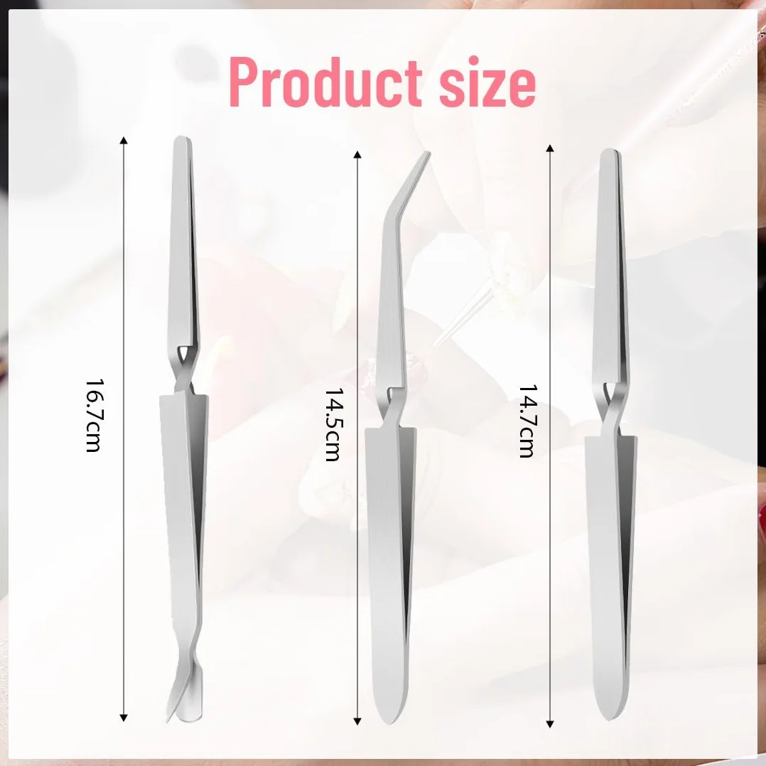 Pinze per Pinzette,3 Pezzi Inzette per Unghie,Pinzette per Ciglia,Pinzettes per Lavori Artigianali,per Gioielli, Nail Art, Elettronica, Riparazioni, Laboratorio
