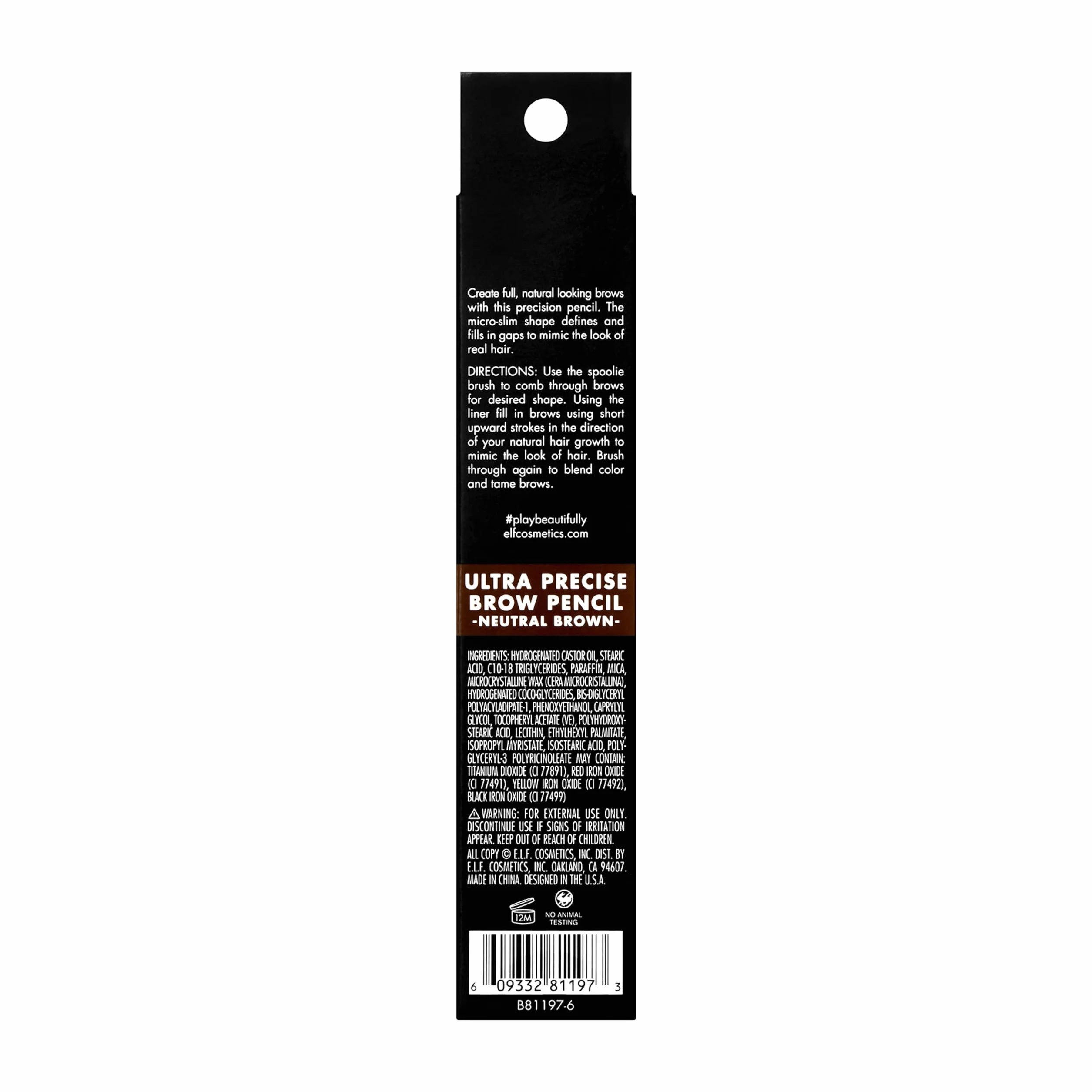 e.l.f., Ultra Precise Brow Pencil, cremosa, micro-slim, precisa, definisce, crea sopracciglia piene dall’aspetto naturale, doma e pettina le sopracciglia, Neutral Brown, 0,06 g (0,002 oz)