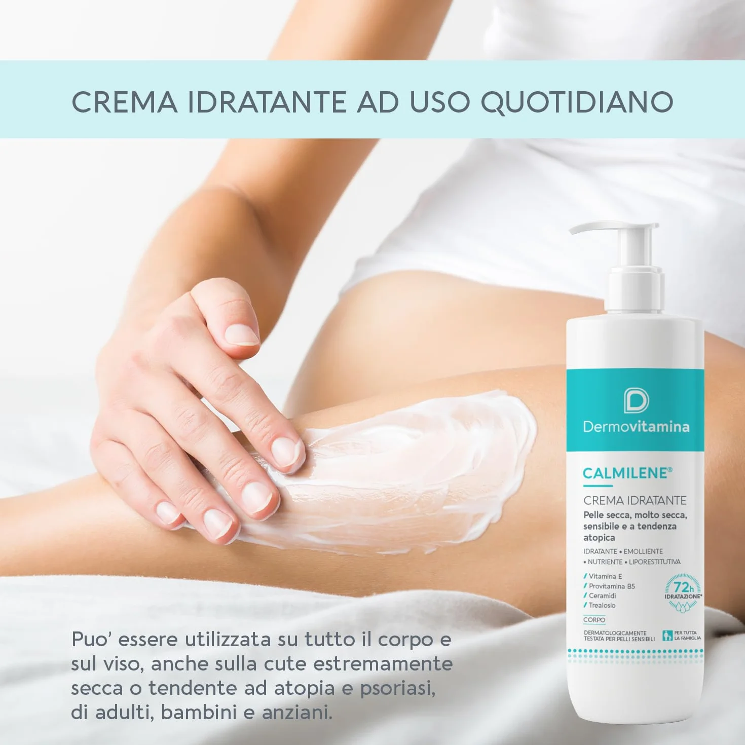 Dermovitamina Calmilene Crema Idratante 500 ml - Crema Corpo con Vitamina E e Ceramidi