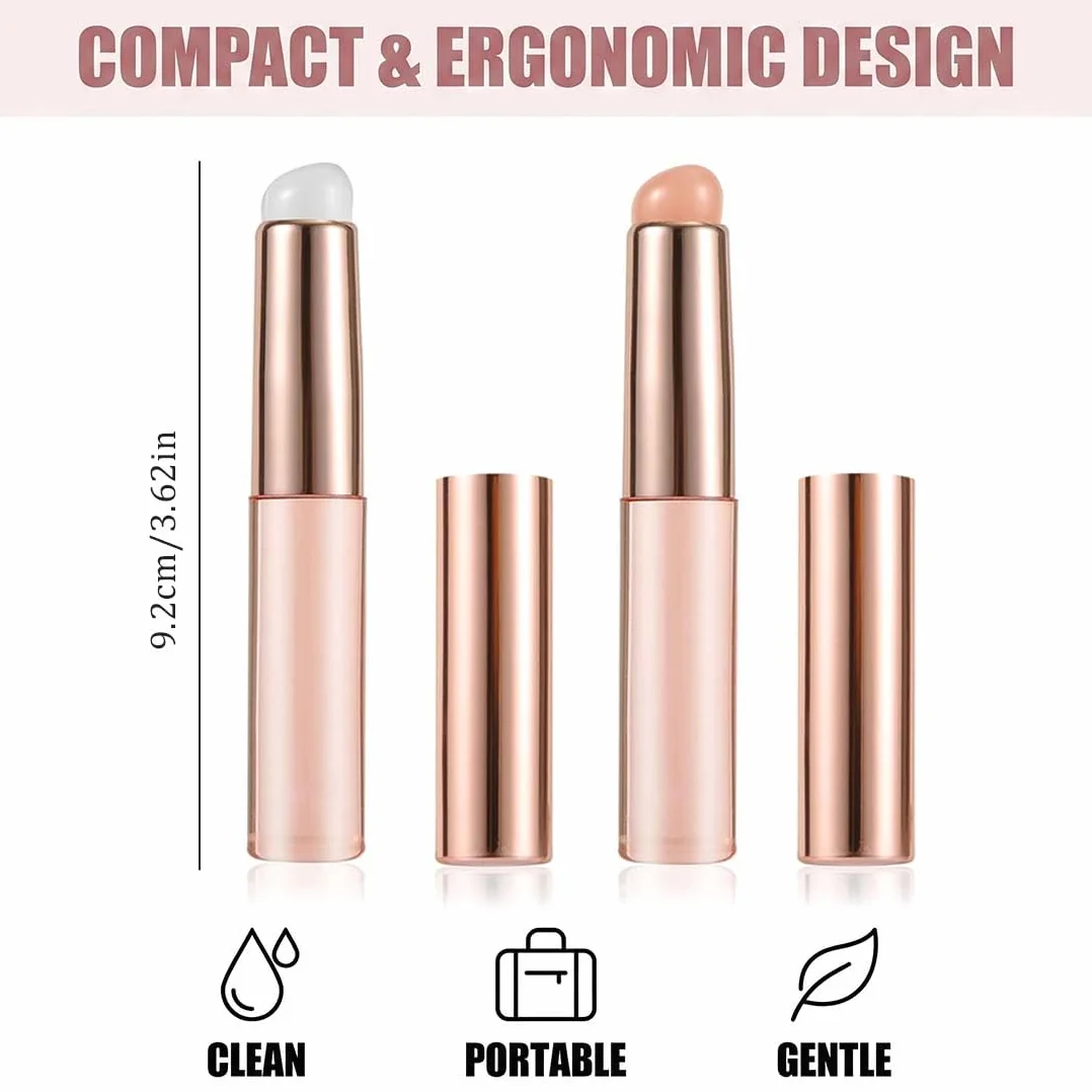 2 Pennello Per Labbra In Silicone multifunzionale con cappuccio, per rossetto, gloss, correttore e unghie, rosa e grigio