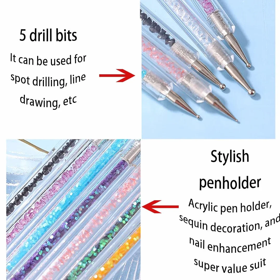 Set di 5 pennelli per nail art, pennelli per nail art in acrilico, pennelli decorativi per unghie per pennelli per gel UV