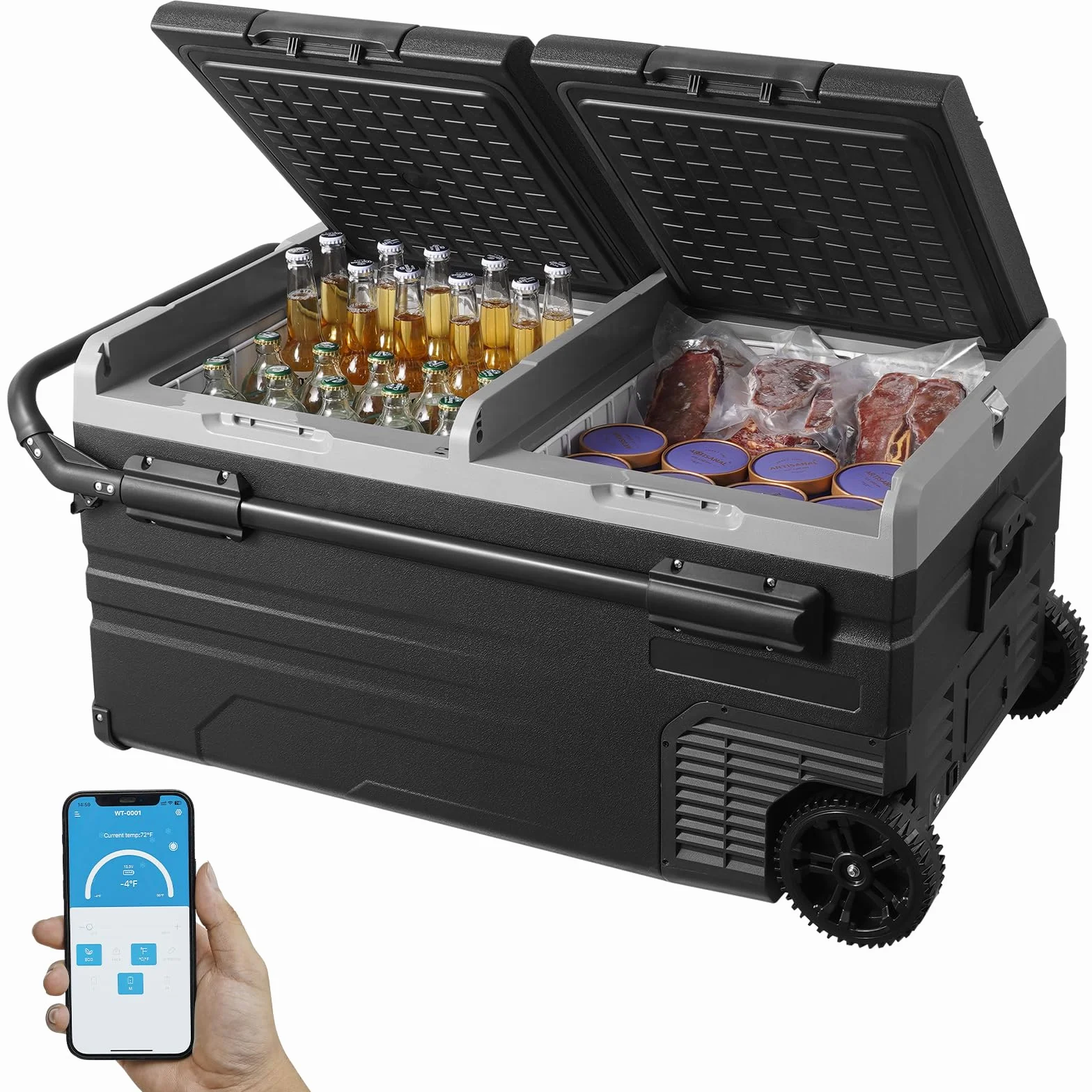 VEVOR Frigorifero Auto Congelatore Portatile Doppia Zona 95 L 12 Volt -20~20 ℃ Compressore 12/24 V CC 100-240 V CA per Campeggio Camper