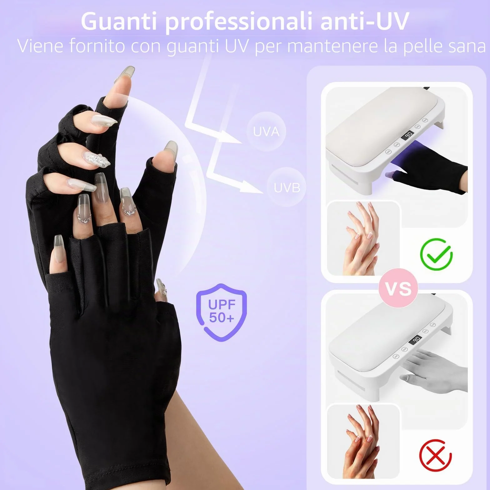 Lampada UV per Unghie con Bracciolo e Guanti UV: Professionale LED Lampada per Unghie, 4 Timer Asciugatrice Pieghevole con Poggiamano per Unghie Smalto Gel per Casa e in Salone, Bianco