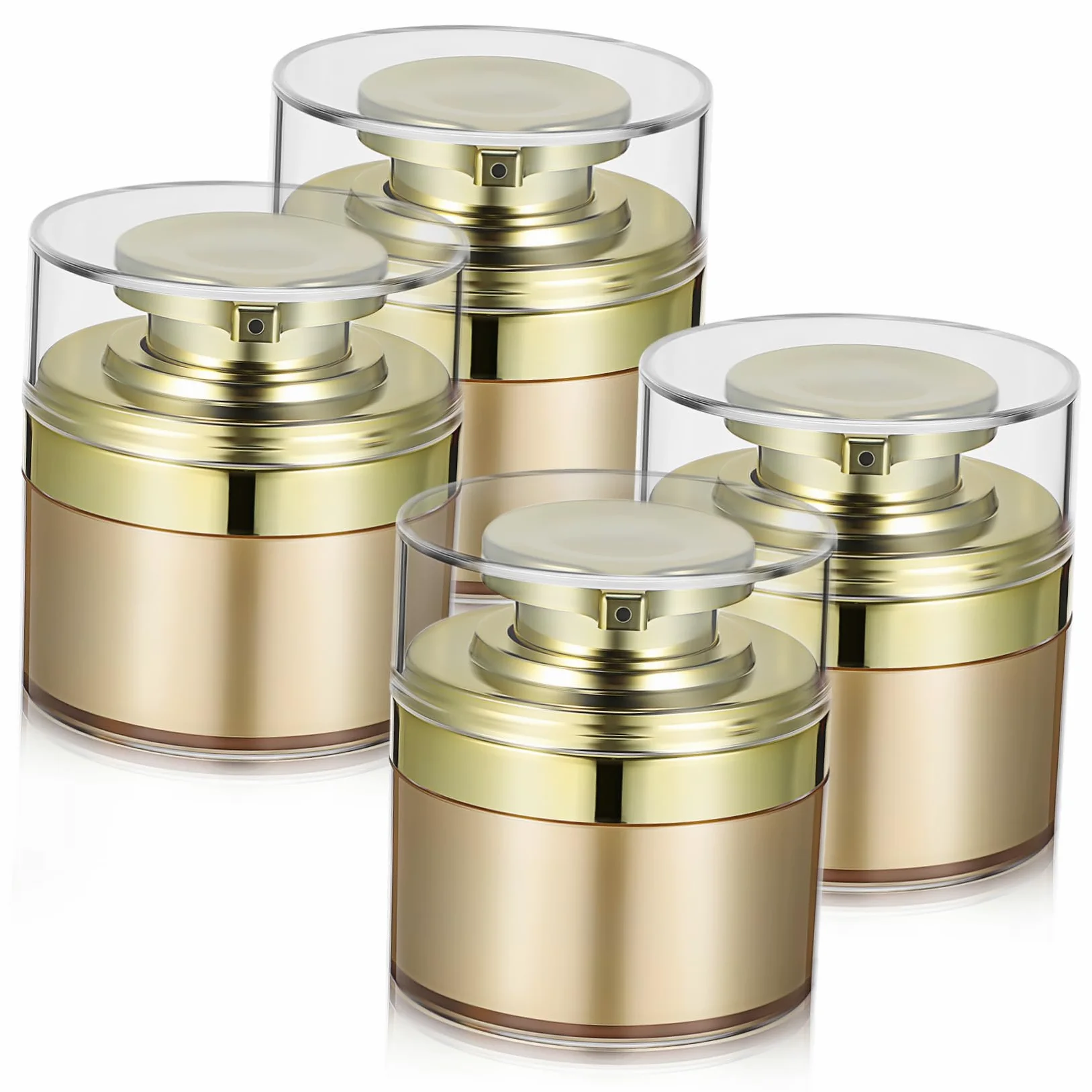 4 Pezzi Flaconi Pompa senza Aria 30ml, Contenitori Ricaricabili in Acrilico e Pp, Chiusura Ermetica, per Viaggio e Cura Quotidiana della Pelle