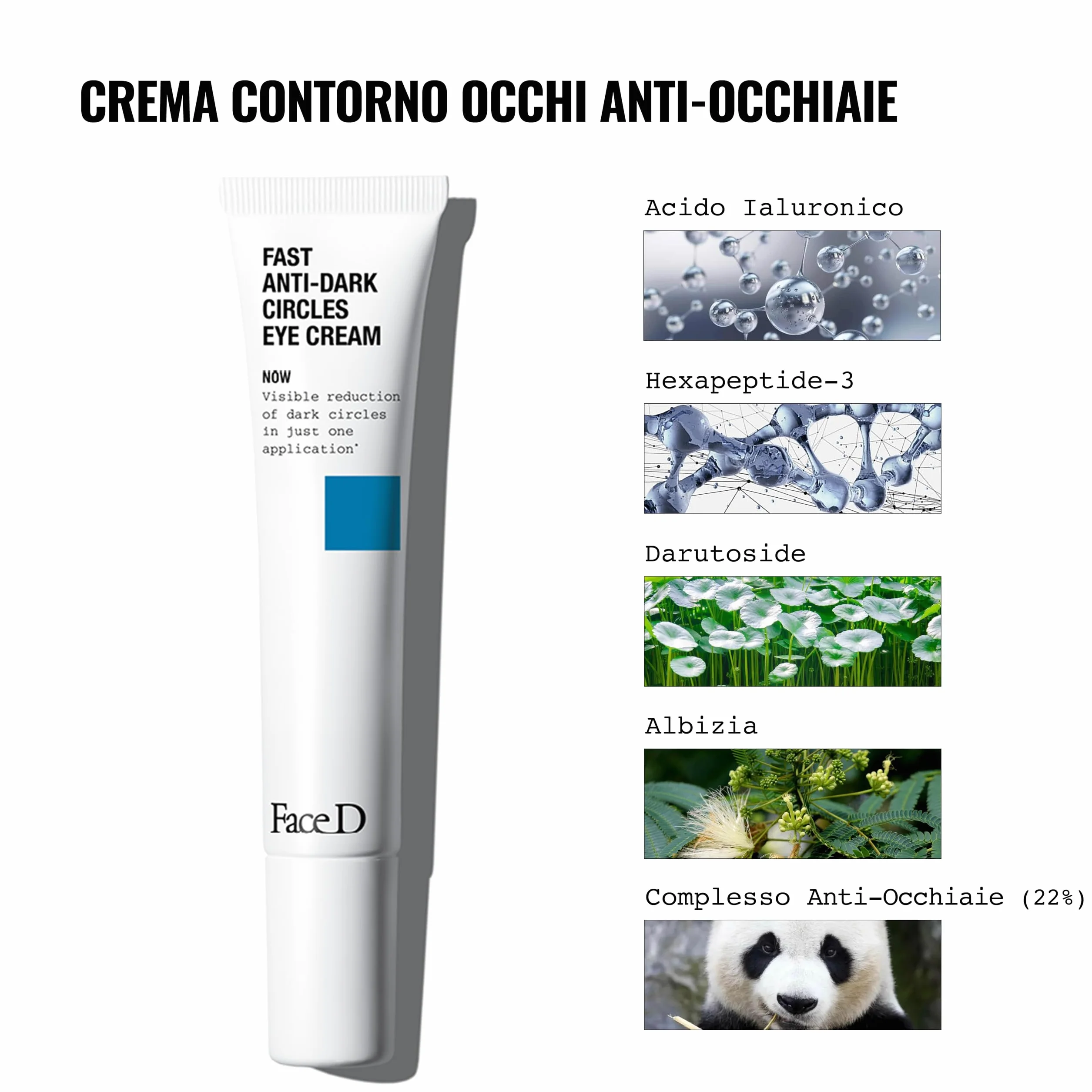 Face D - Crema Contorno Occhi Trattamento Anti-occhiaie, 15 ml Chiara