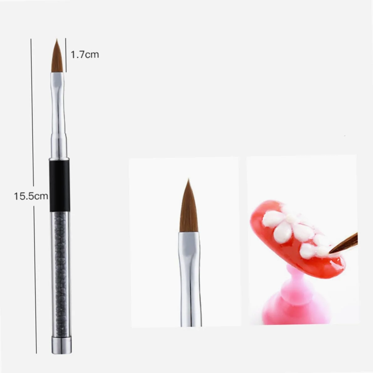 Healeved 15pezzi Pennelli Per Manicure Acrilico Con Manico Di Strass Strumenti Per Nail Art Professionali Per Casa e Salone Inclusi Varietà Di Pennelli Per Gel e Decorazioni Per Unghie