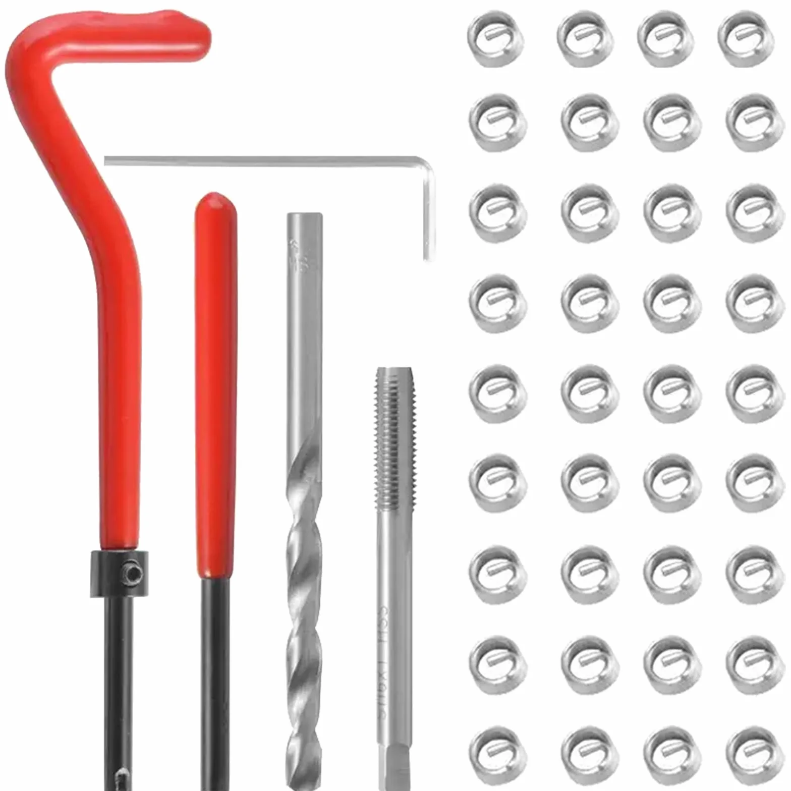 Kit Riparazione Filetti M6 Helicoil 40 Pezzi Inserti Filettati Barra Filettata M6 x 1 mm