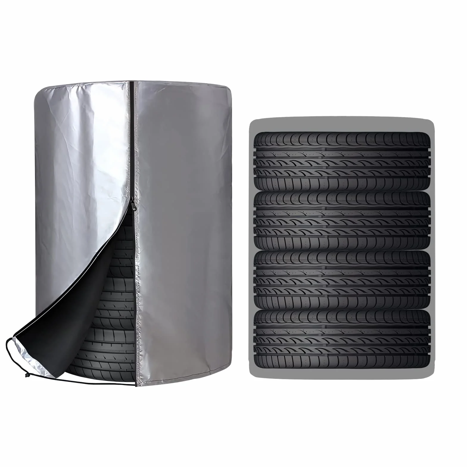 ZATOOTO Borse per Pneumatici Impermeabile Antipolvere 4 Pneumatici 18-22 Pollici 210D Oxford Argento 80x117 CM